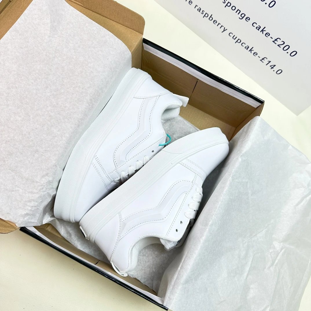 Vans Old Skool White Kids Leather Skate Sneakers