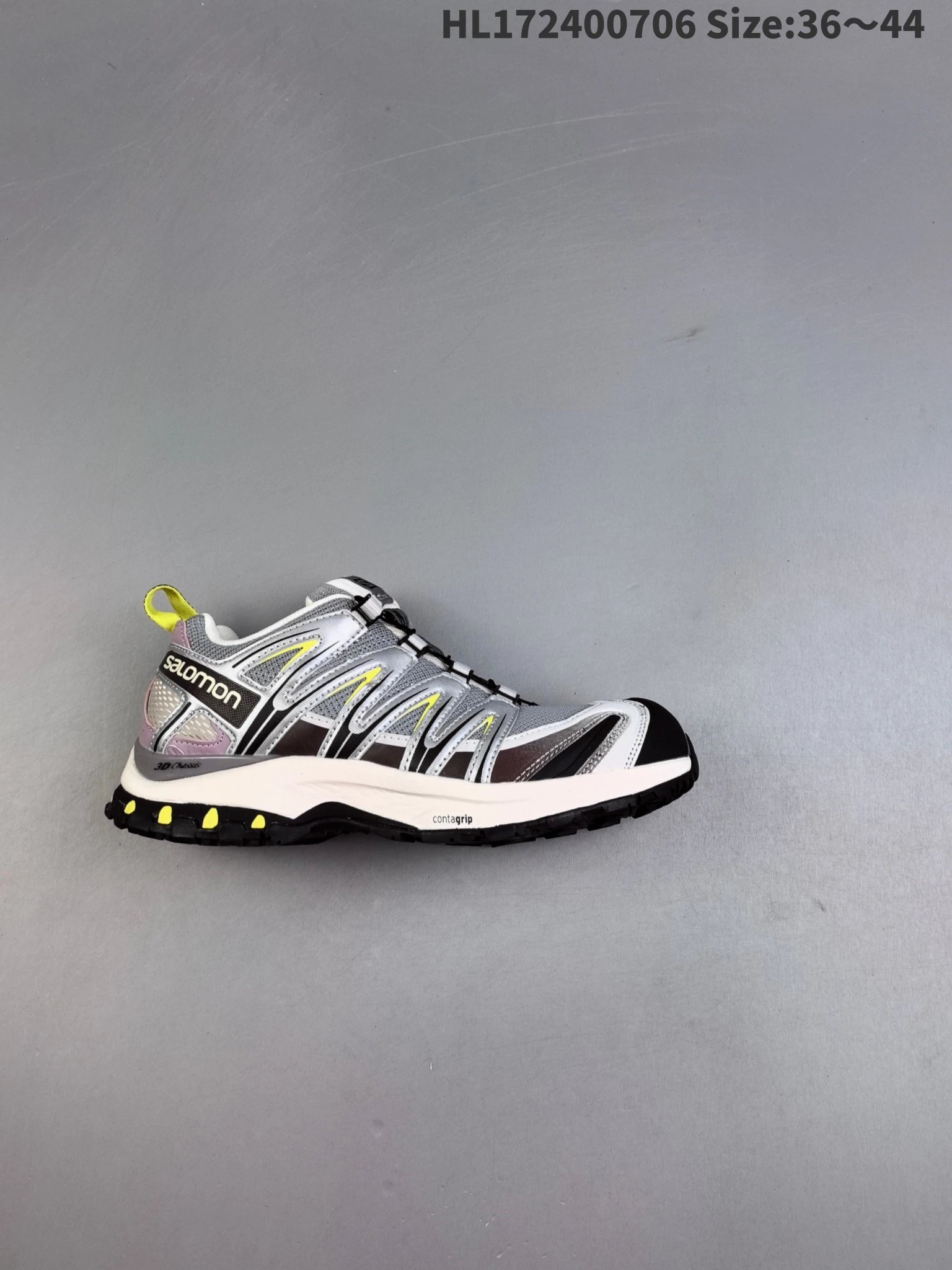 Salomon Silver Black White Trail Running Hiking Shoes