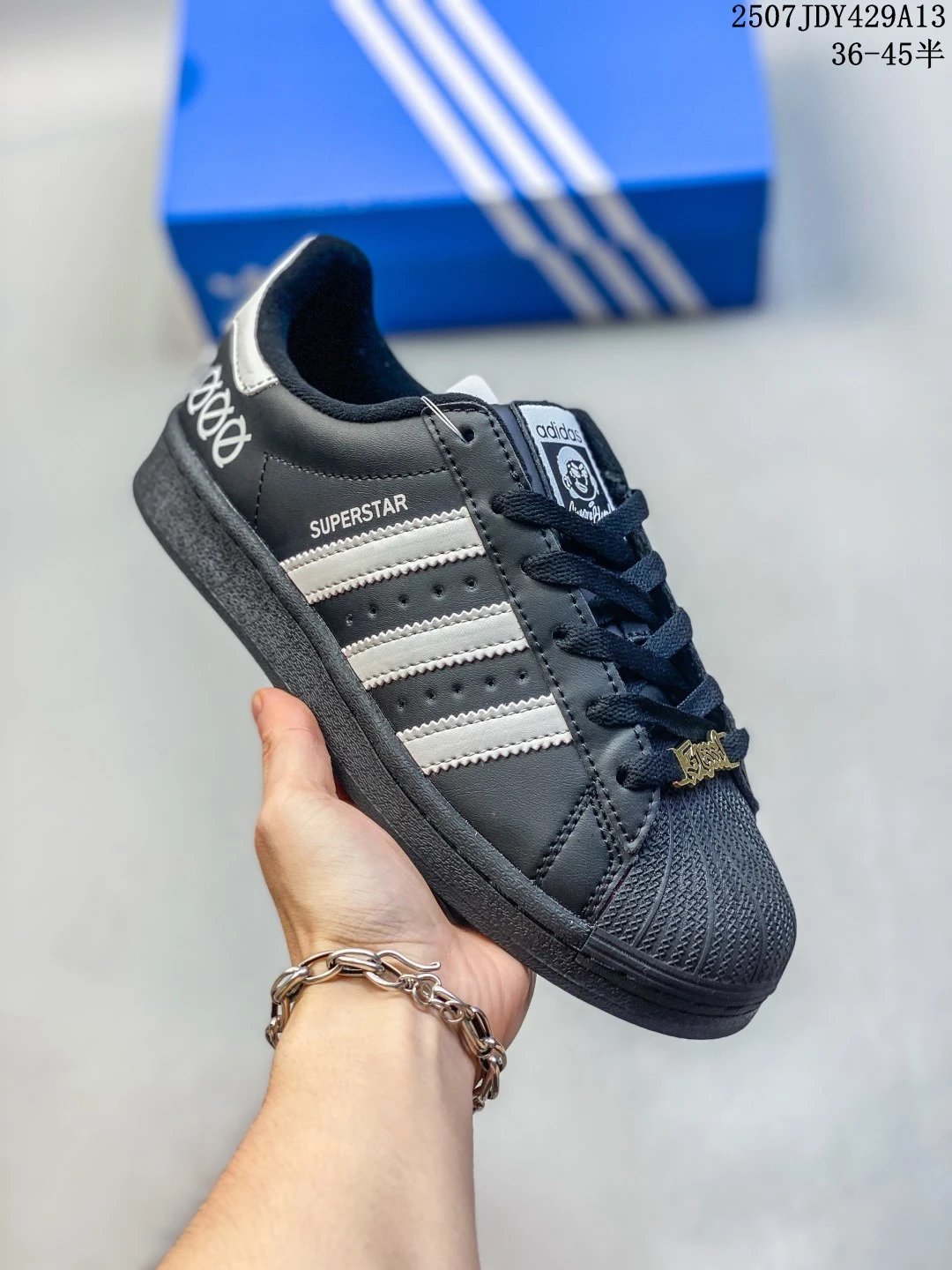 Adidas Superstar Black White Shell Toe Leather Sneakers