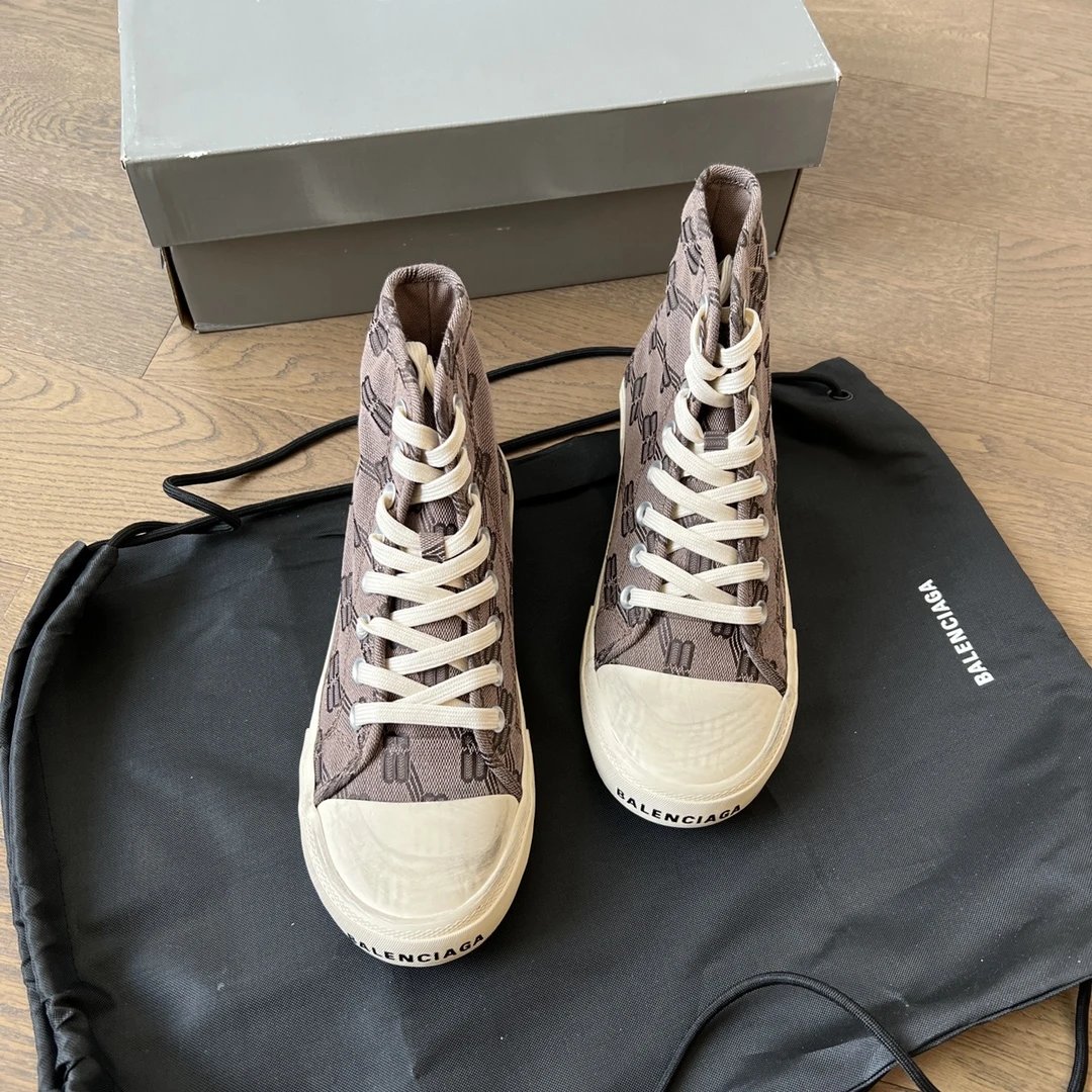 Balenciaga BB Monogram High-Top Canvas Sneakers Shoes