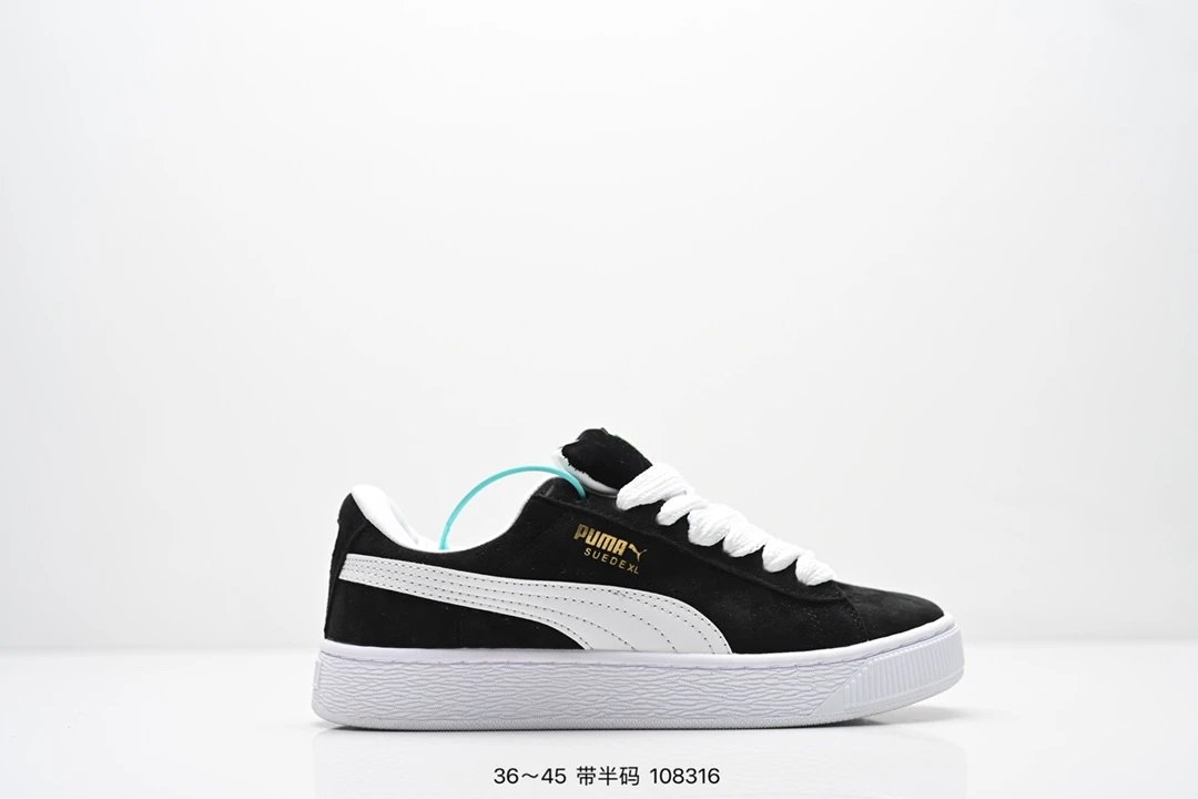 Puma Suede XL Black White Platform Sneakers