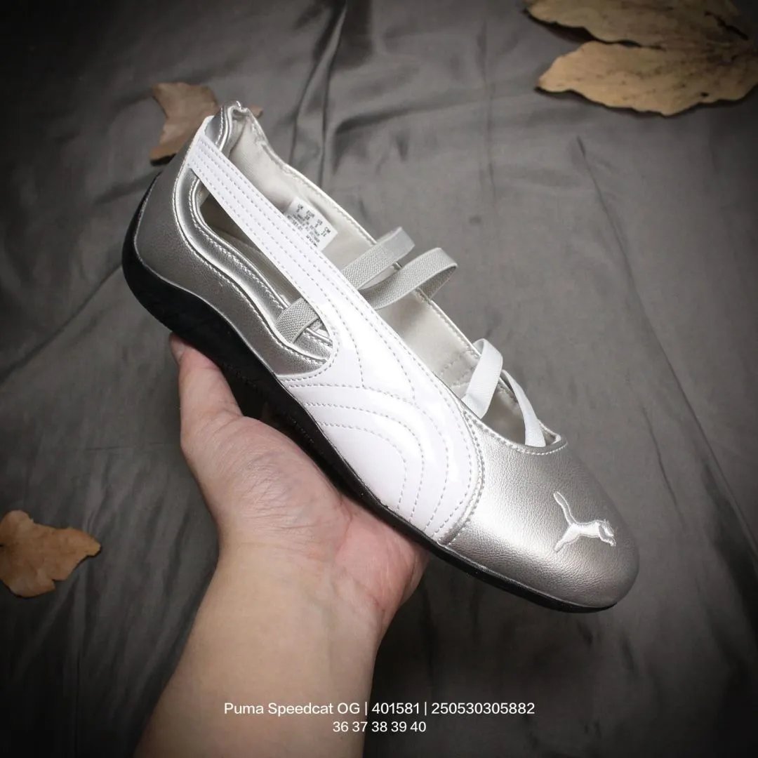 Puma Speedcat OG Women's Silver White Ballet Sneakers