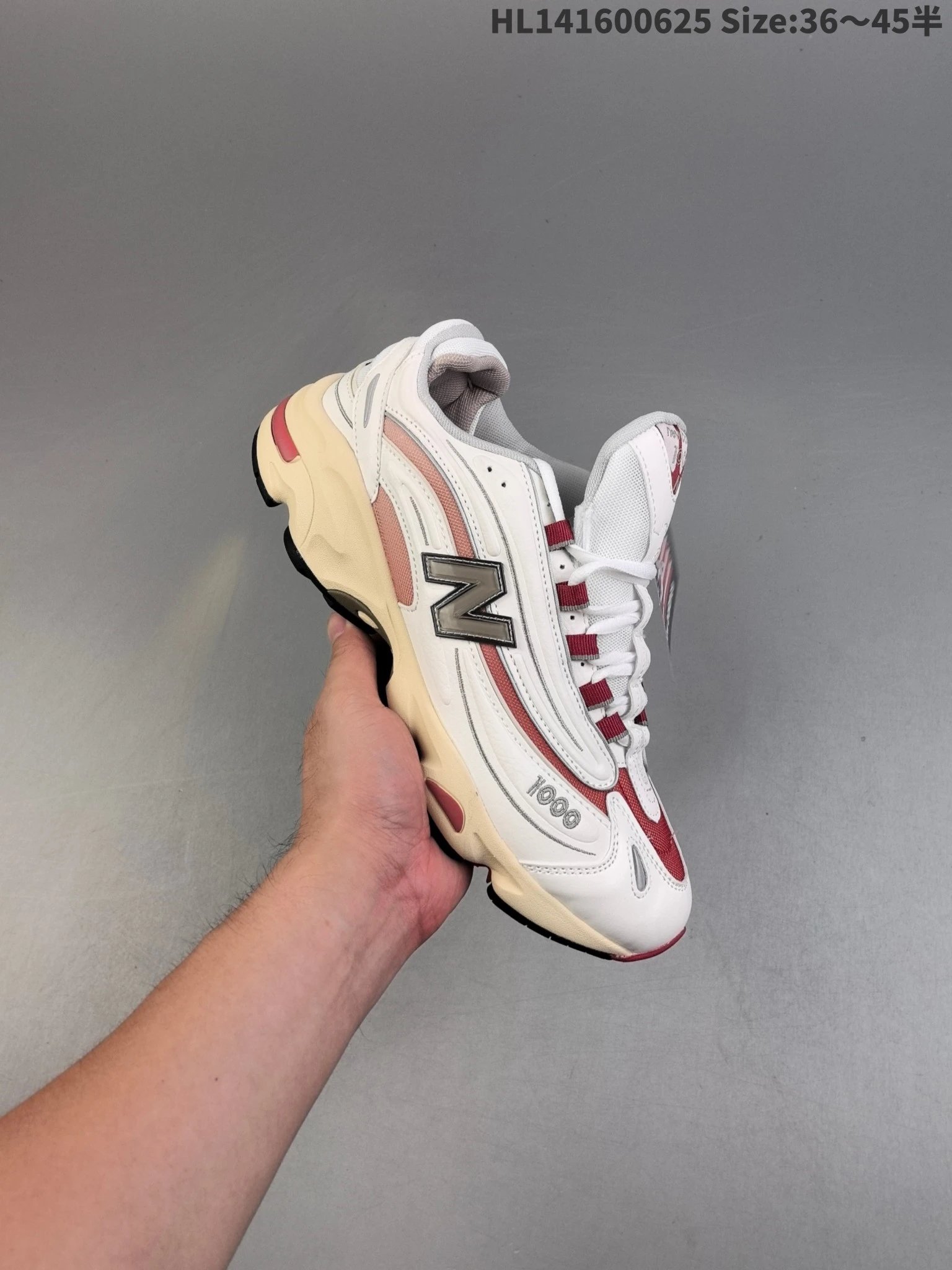 New Balance 1000 White Red Retro Running Shoes