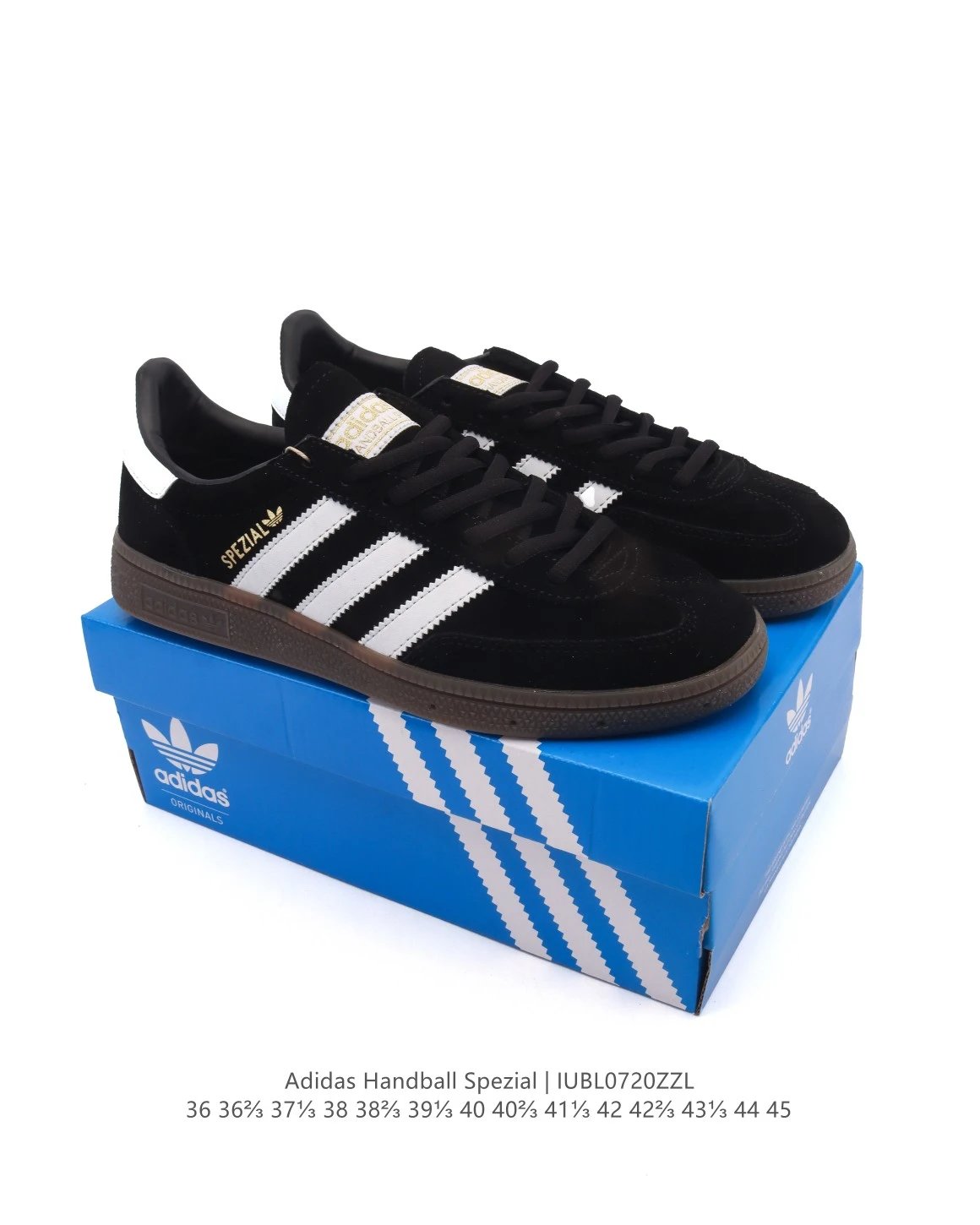 Adidas Handball Spezial Retro Black White Suede Gum Shoes