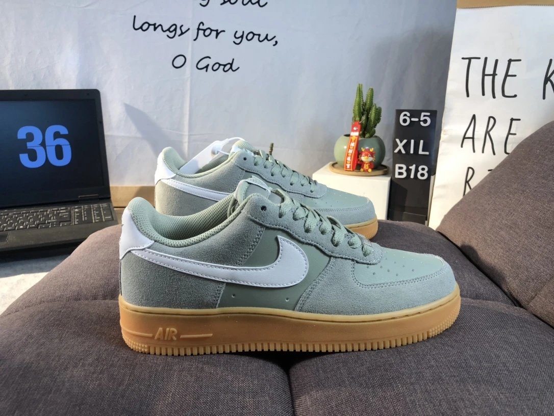 Nike Air Force 1 Low Mint Suede Gum Sole Shoes