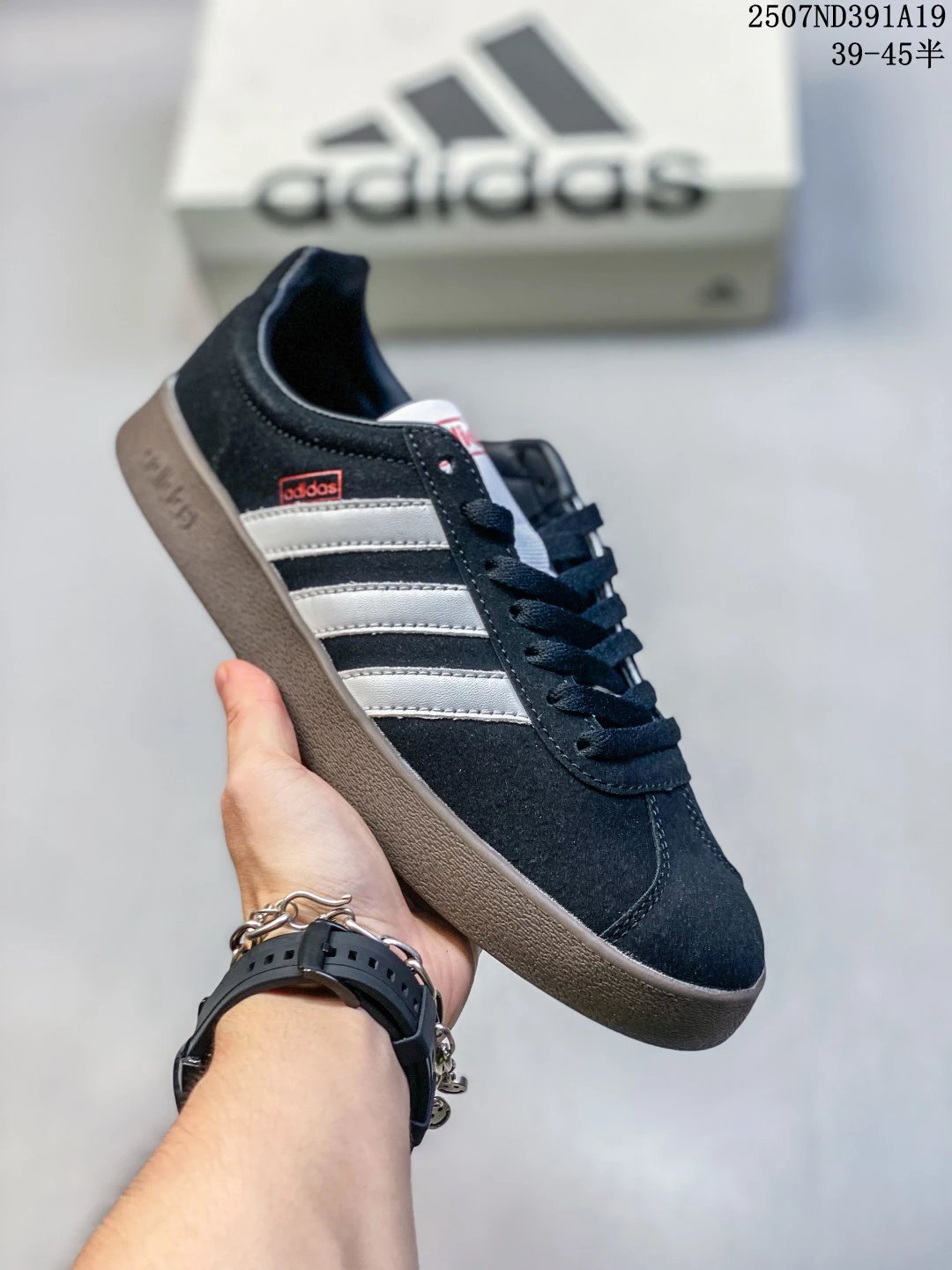 Adidas Gazelle Black Suede Silver Stripes Gum Sole Sneakers