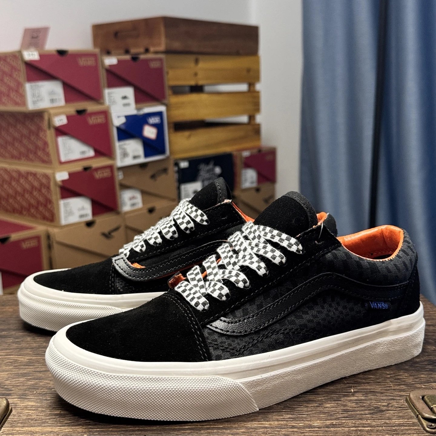 Vans Black Old Skool Checker Lace Skate Shoes