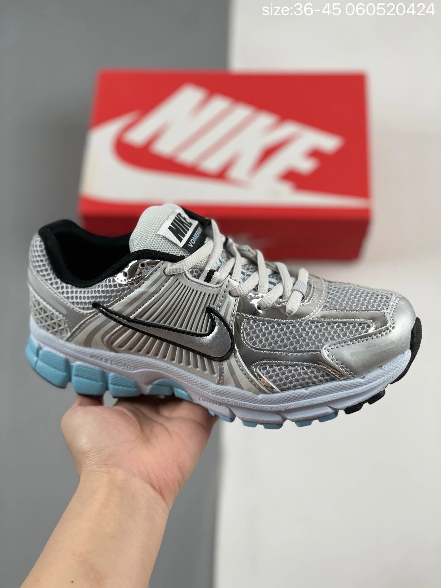 Nike Vomero Silver Blue Mesh Retro Running Shoes
