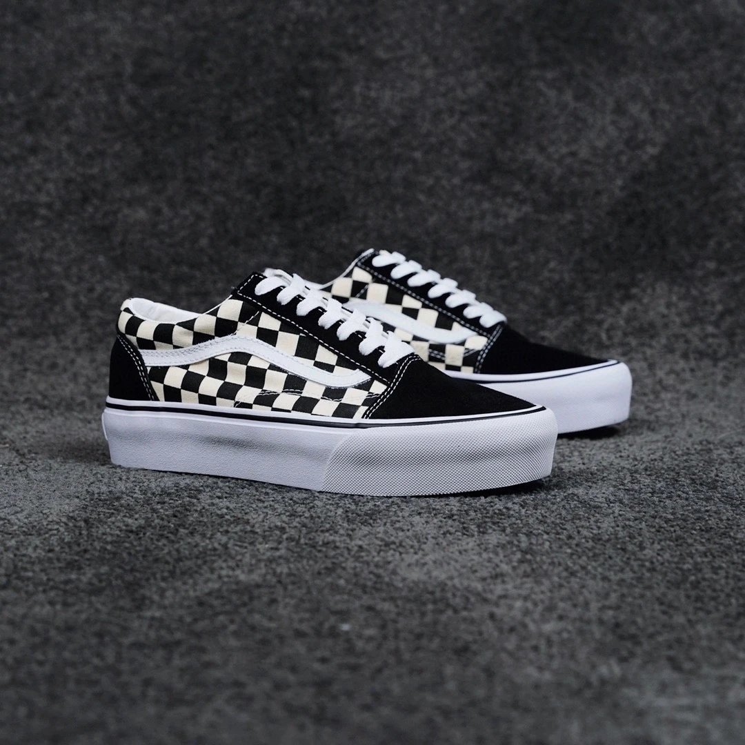 Vans Old Skool Checkerboard Black White Canvas Skate Shoes