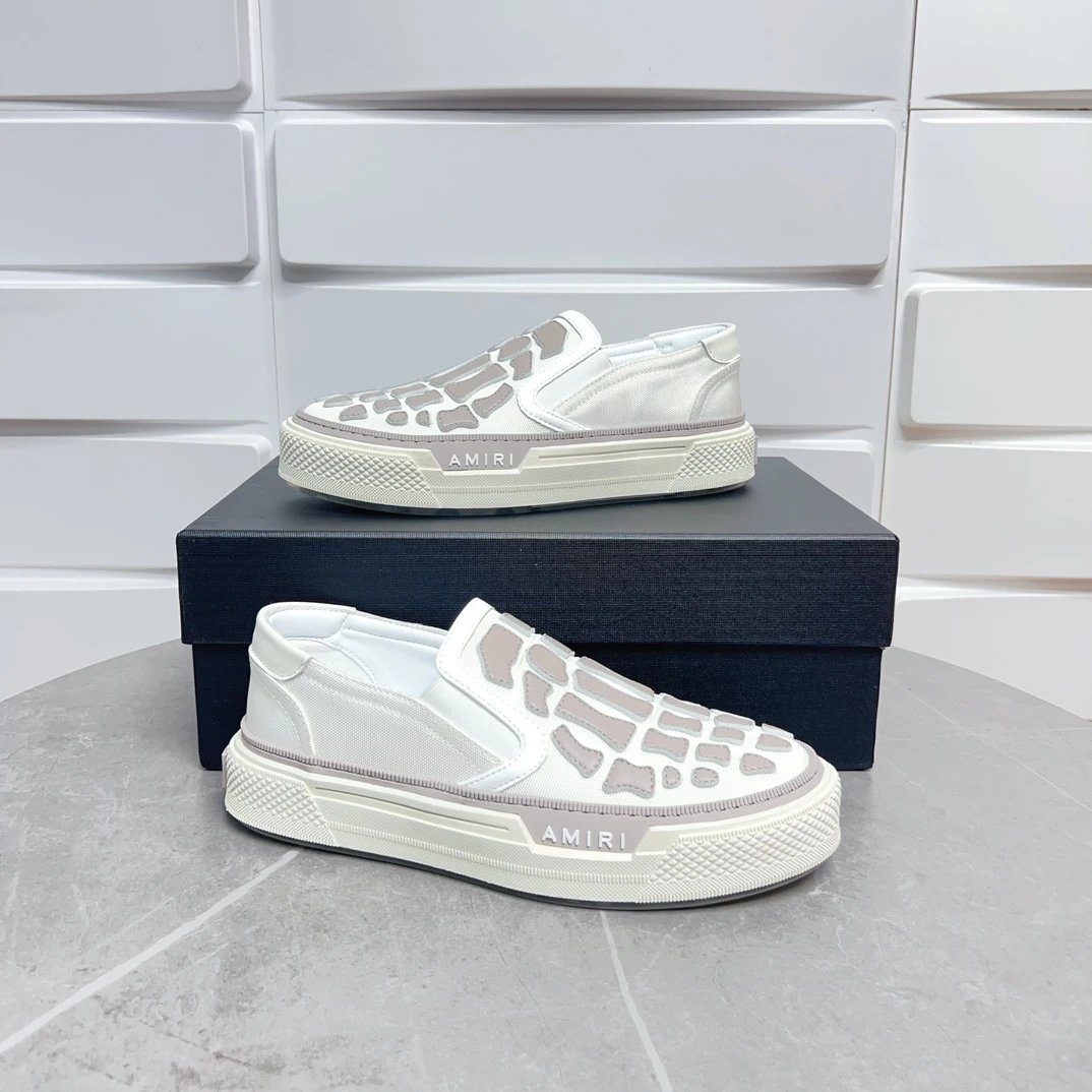Amiri White Grey Skeleton Slip-On Platform Sneakers