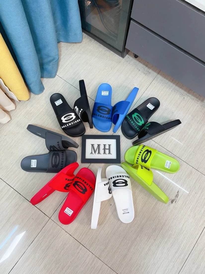 Balenciaga Gray Logo EVA Slide Sandals Unisex Shoes