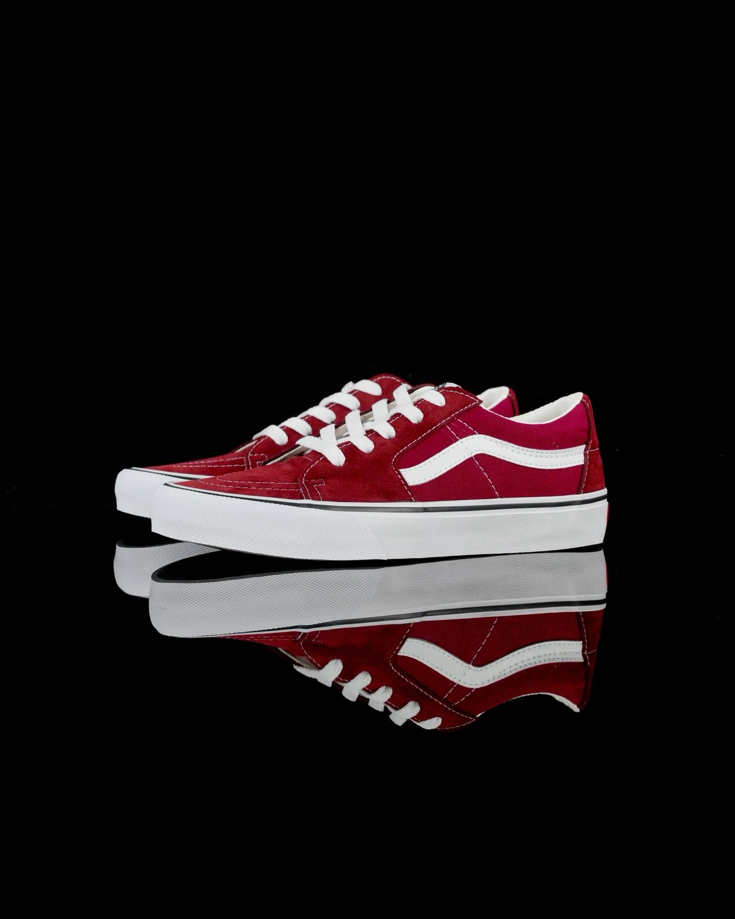 Vans Red Low Top Unisex Suede Canvas Skate Shoes