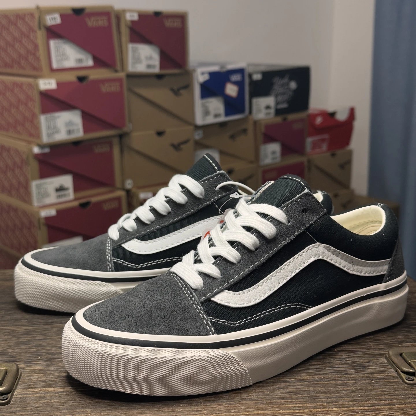 Vans Old Skool Gray Black Suede Canvas Skate Shoes