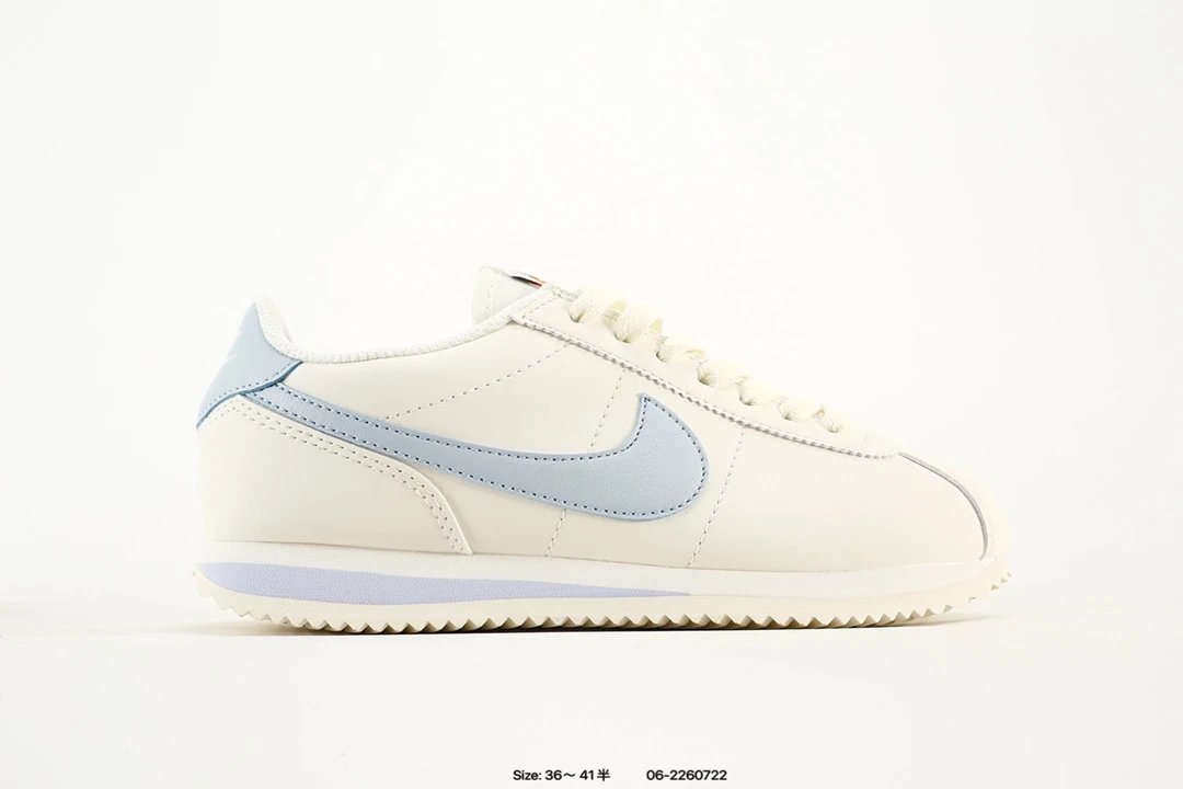 Nike Cortez Cream White Light Blue Leather Sneakers