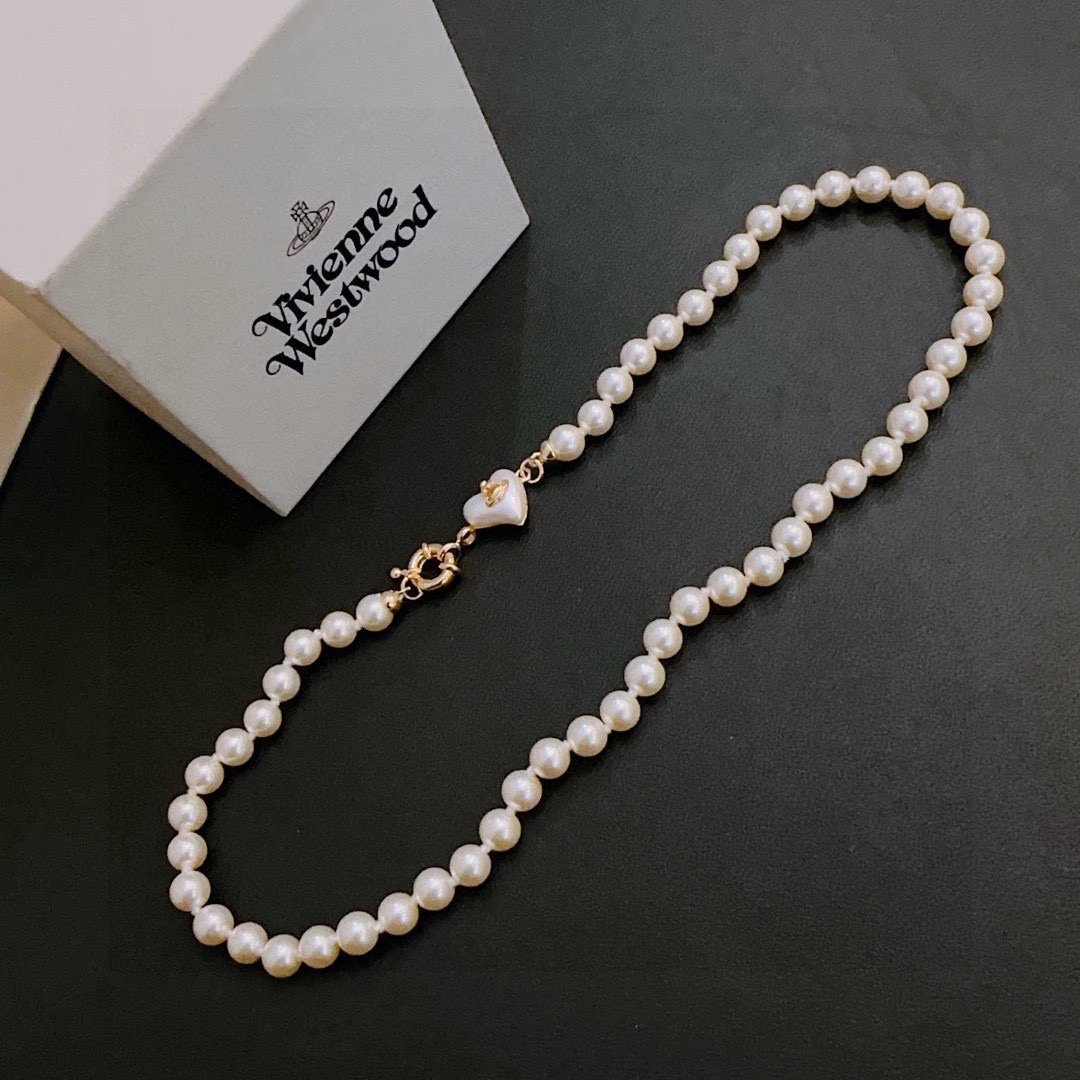 Vivienne Westwood Orb Pearl Necklace Silver Pendant