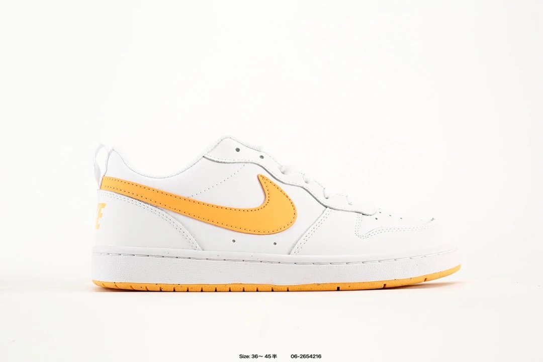 Nike Court Borough White Yellow Leather Sneakers