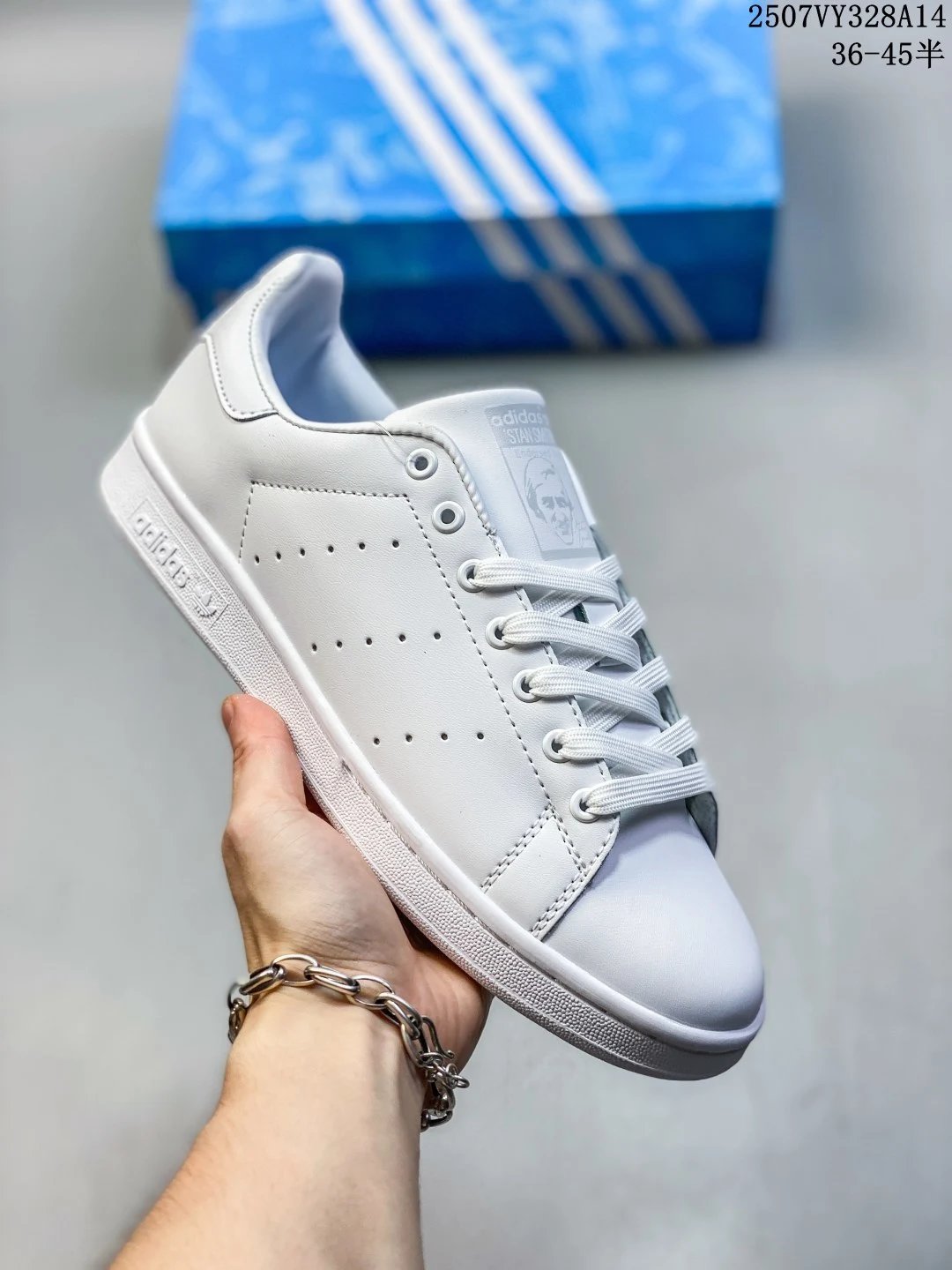 Adidas Stan Smith All White Leather Low Top Sneakers