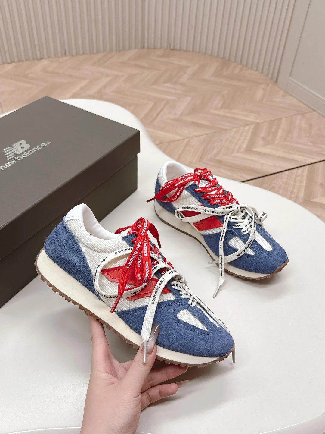 New Balance 327 Blue White Red Retro Sneakers