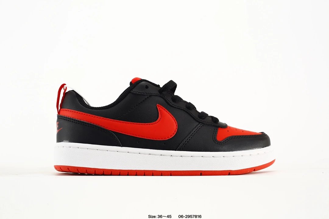 Nike Black Red Low Top Leather Skate Sneakers