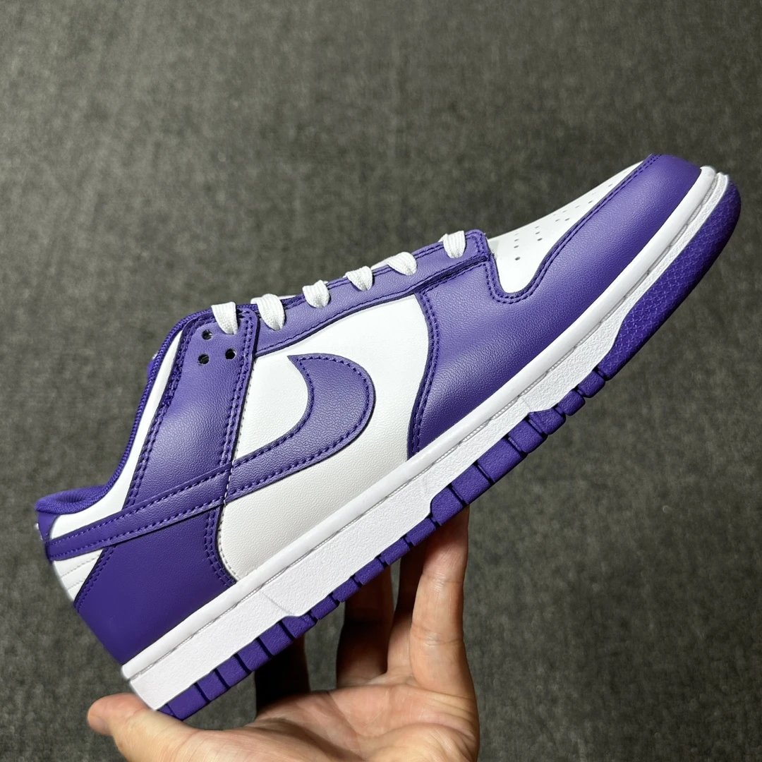 Nike Dunk Low White Purple Leather Unisex Sneakers
