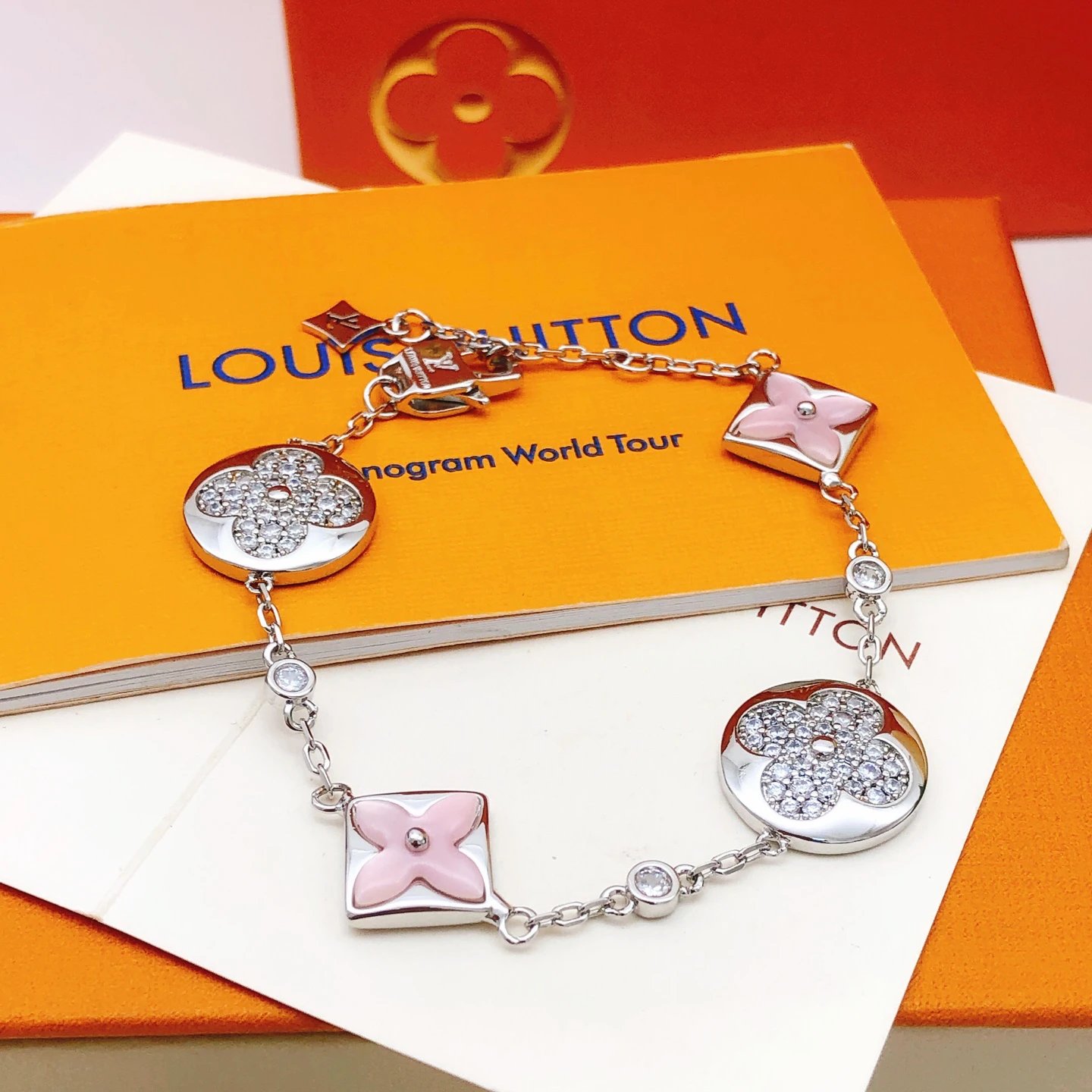 Louis Vuitton Monogram Floral Charm Crystal Bracelet