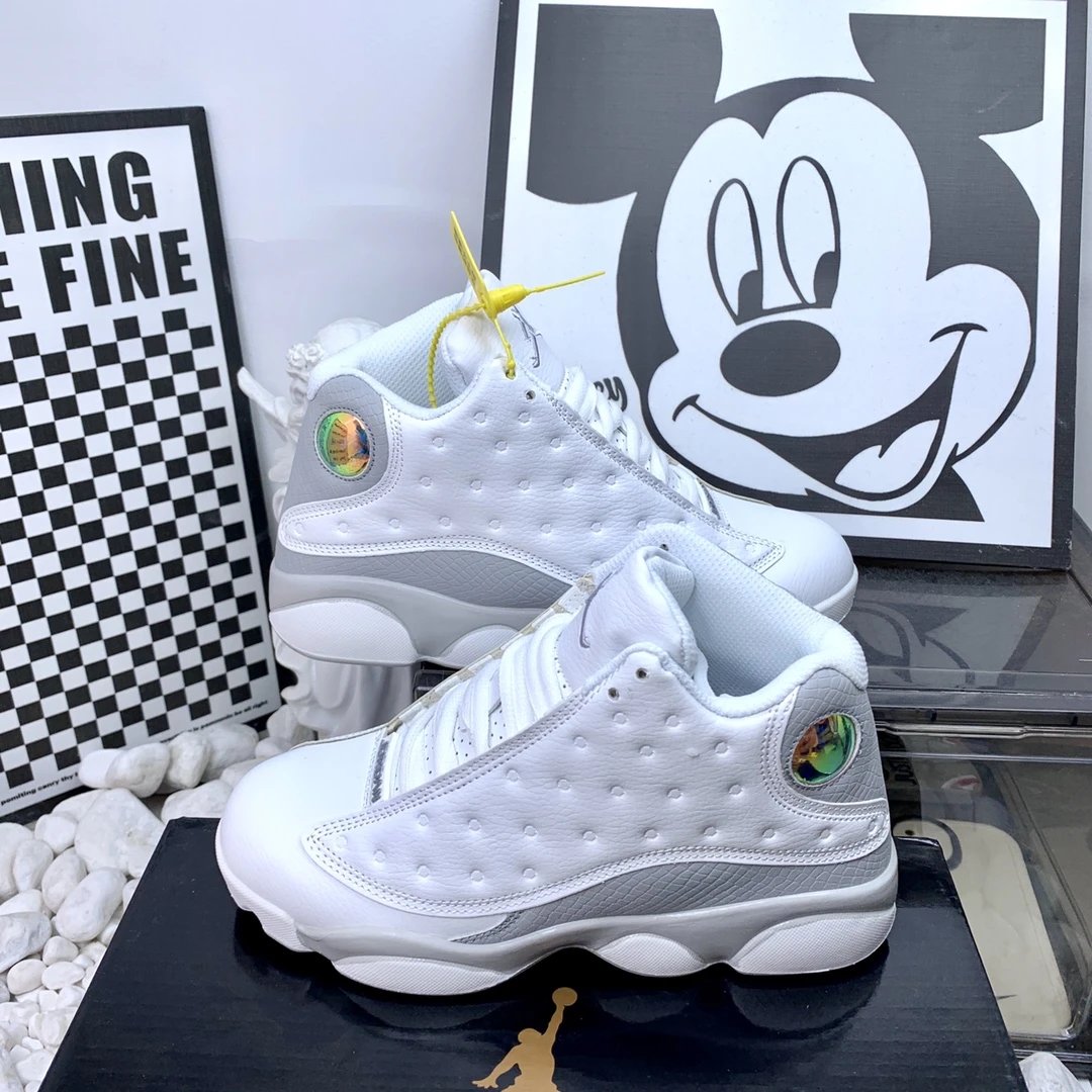 Air Jordan AJ13 White Grey Retro High Top Basketball Shoes