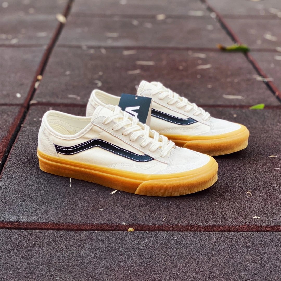 Vans Style 36 Cream Black Gum Sole Skate Shoes