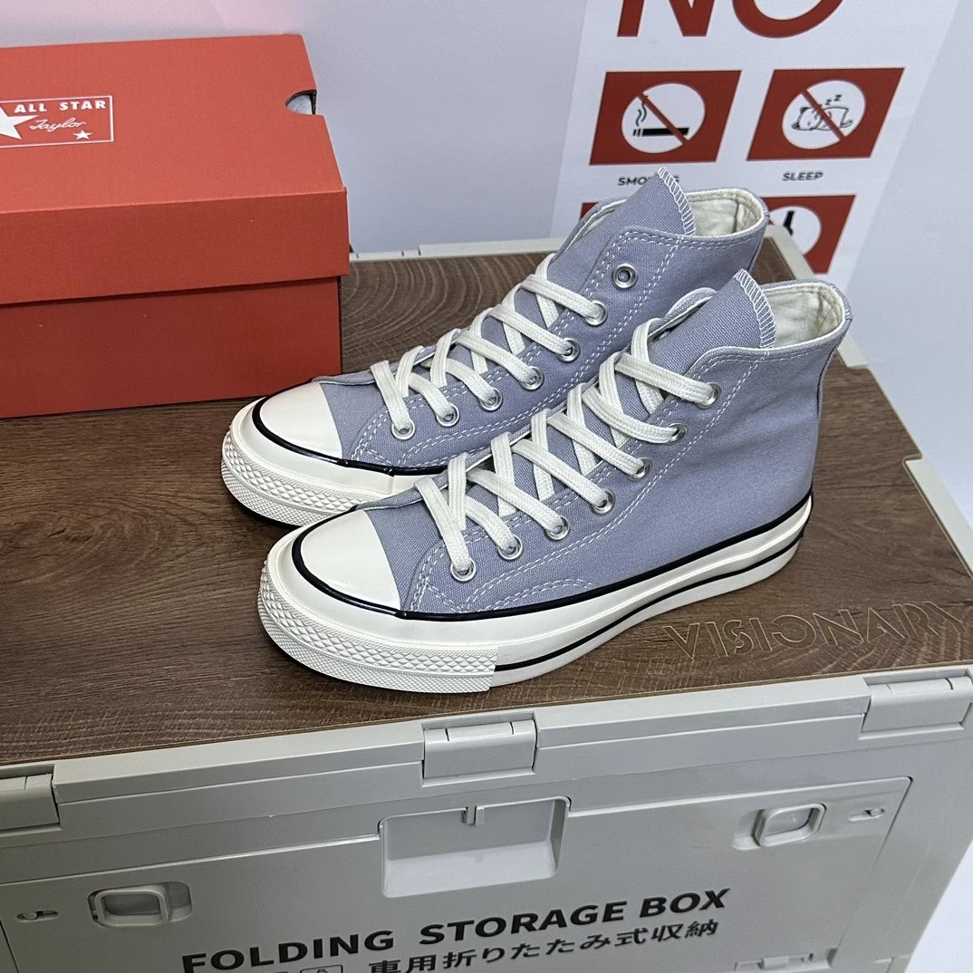 Converse All Star 1970s Gray Blue High Top Canvas Shoes