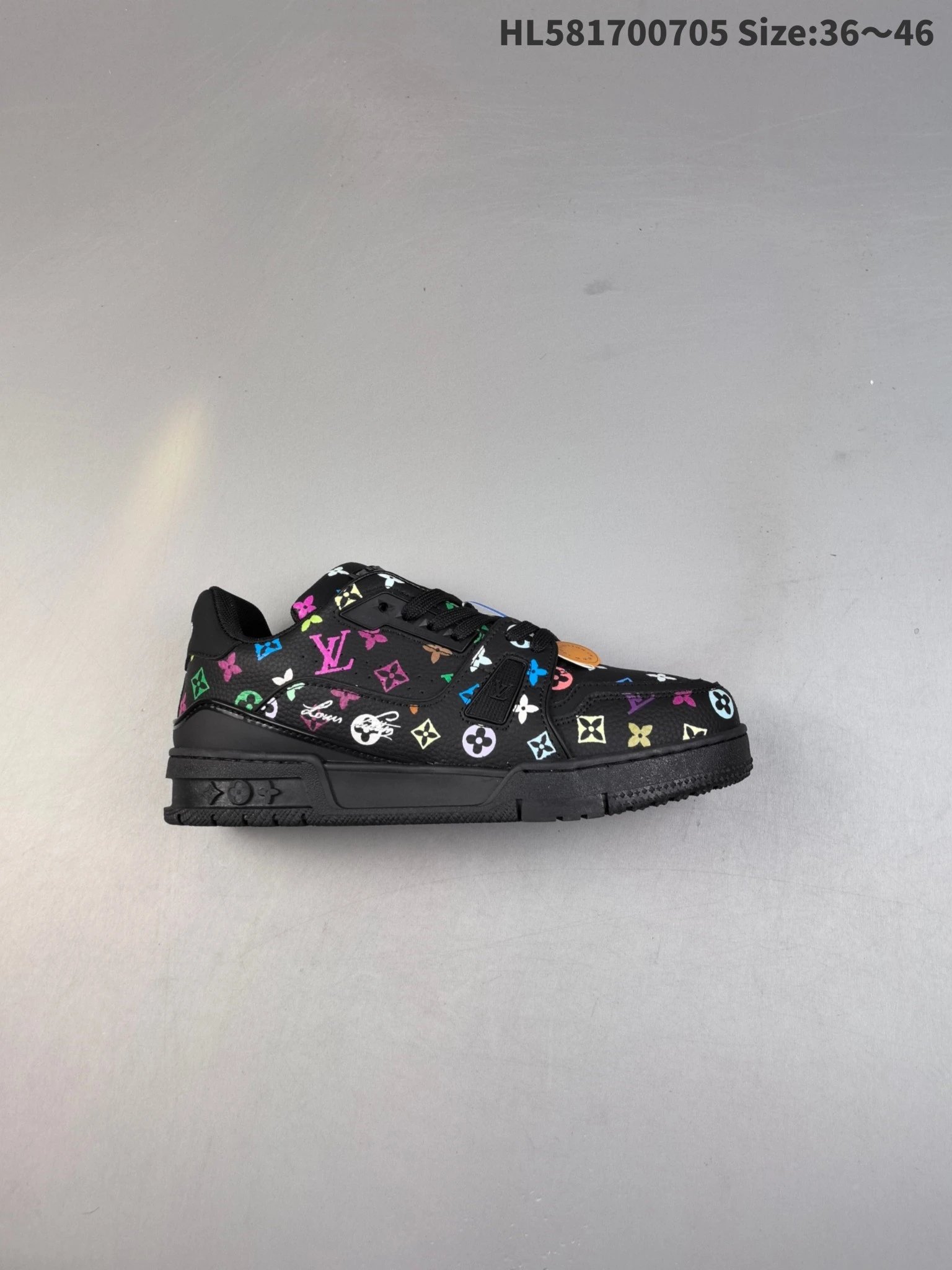 Louis Vuitton Trainer Black Floral Monogram Low Top Sneakers