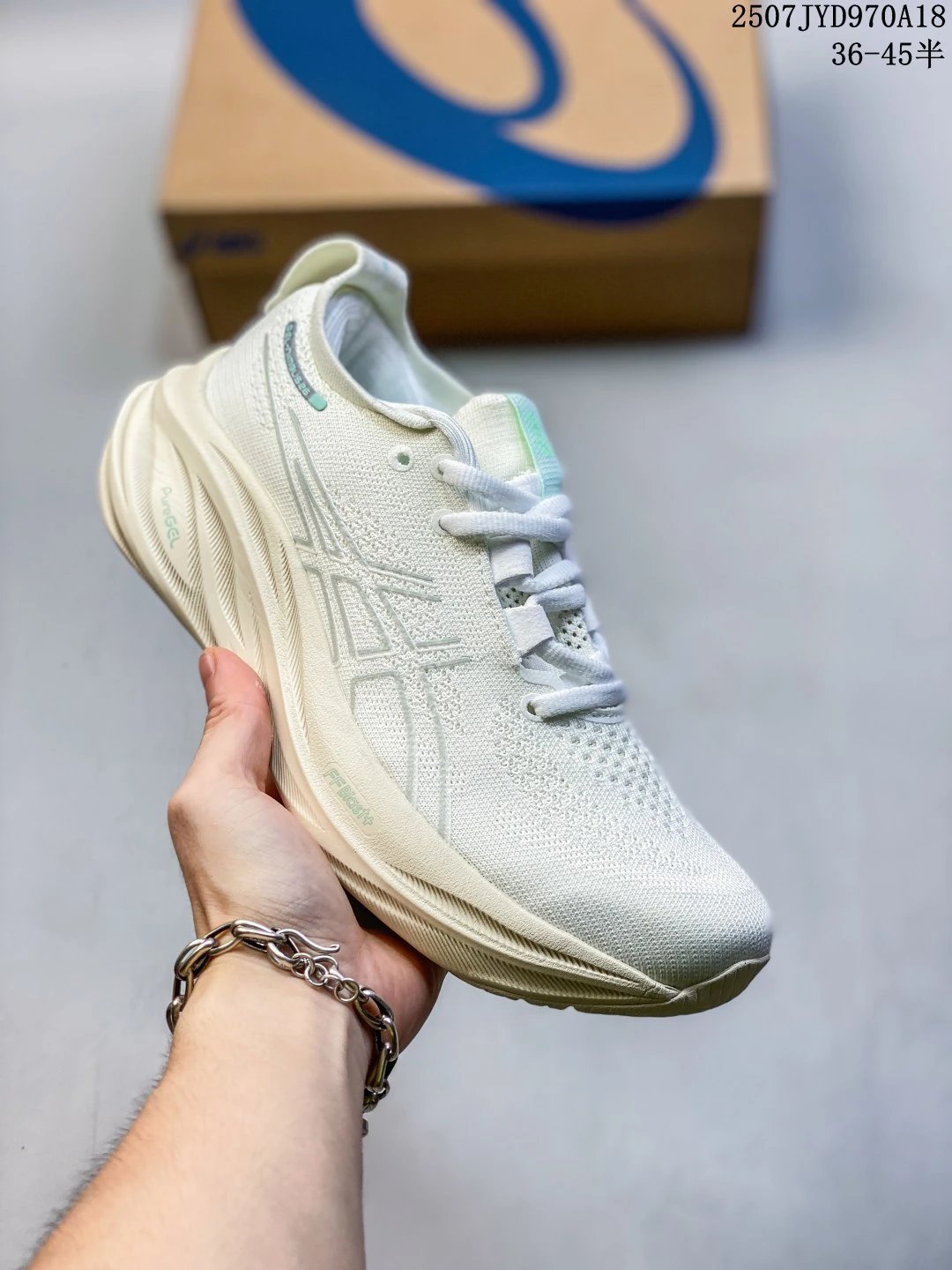 ASICS GEL-NIMBUS 27 Cream White Knit Cushioned Running Shoes