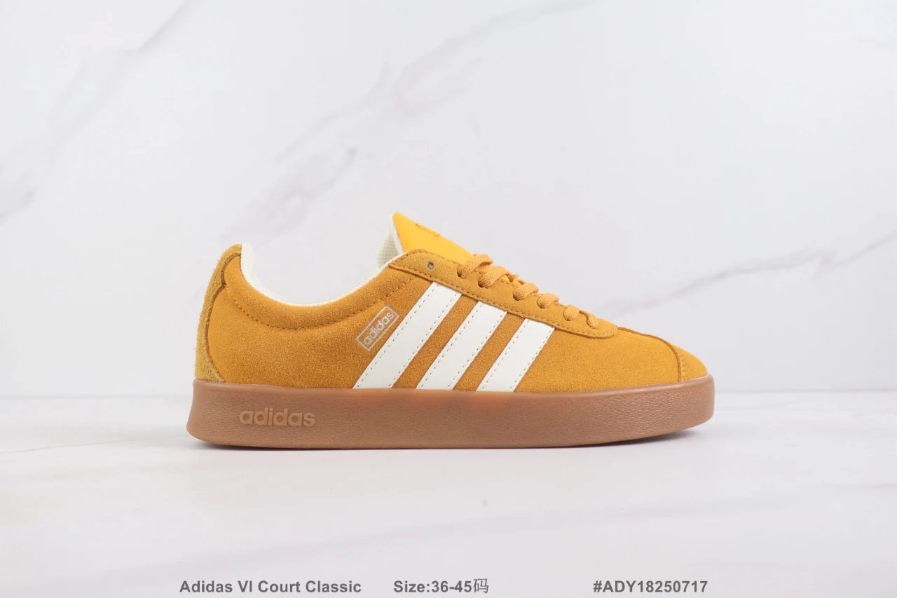 Adidas VL Court Classic Yellow Suede Low-Top Sneakers