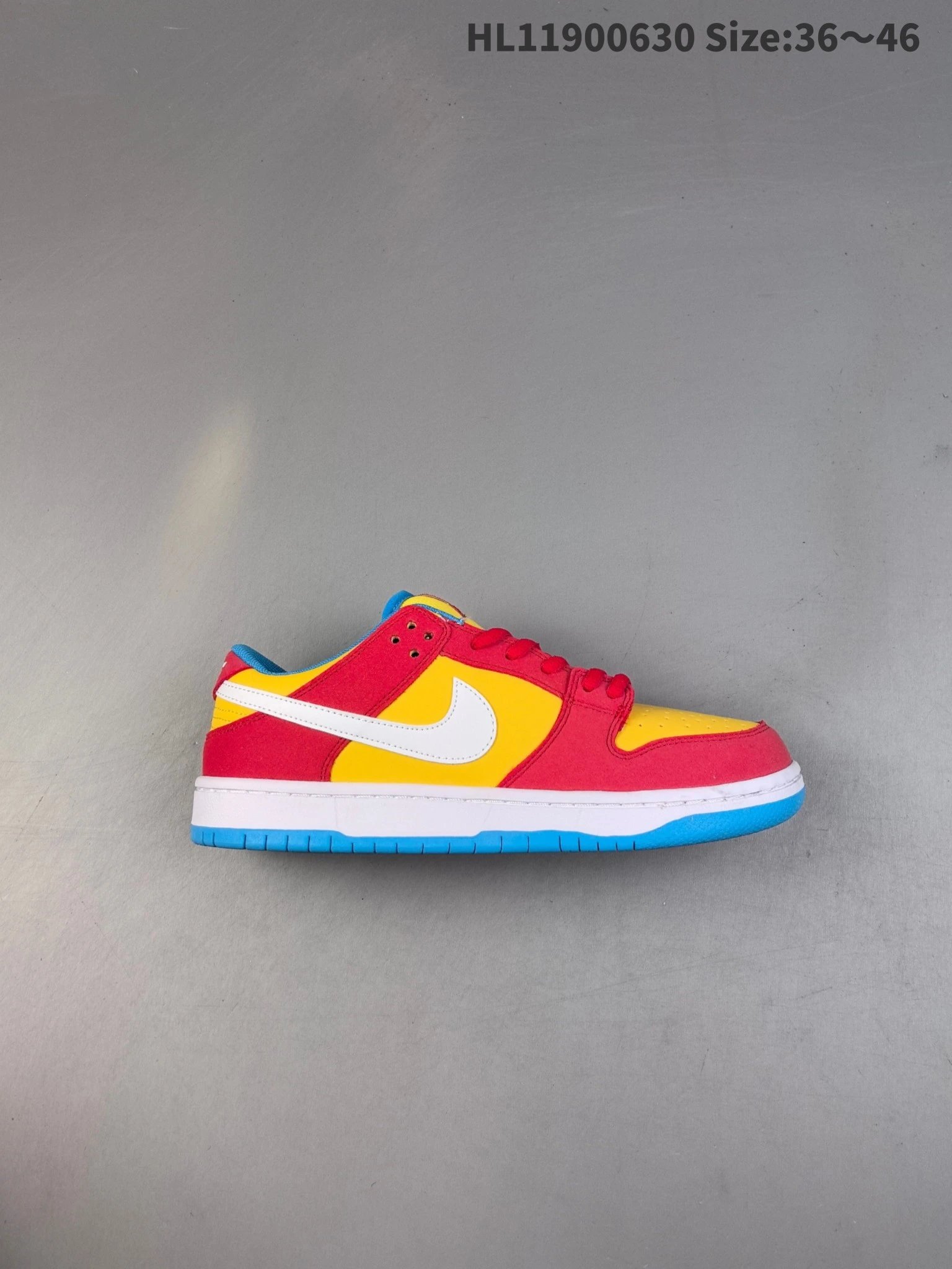 Nike Dunk Low Red Yellow Blue Suede Leather Sneakers