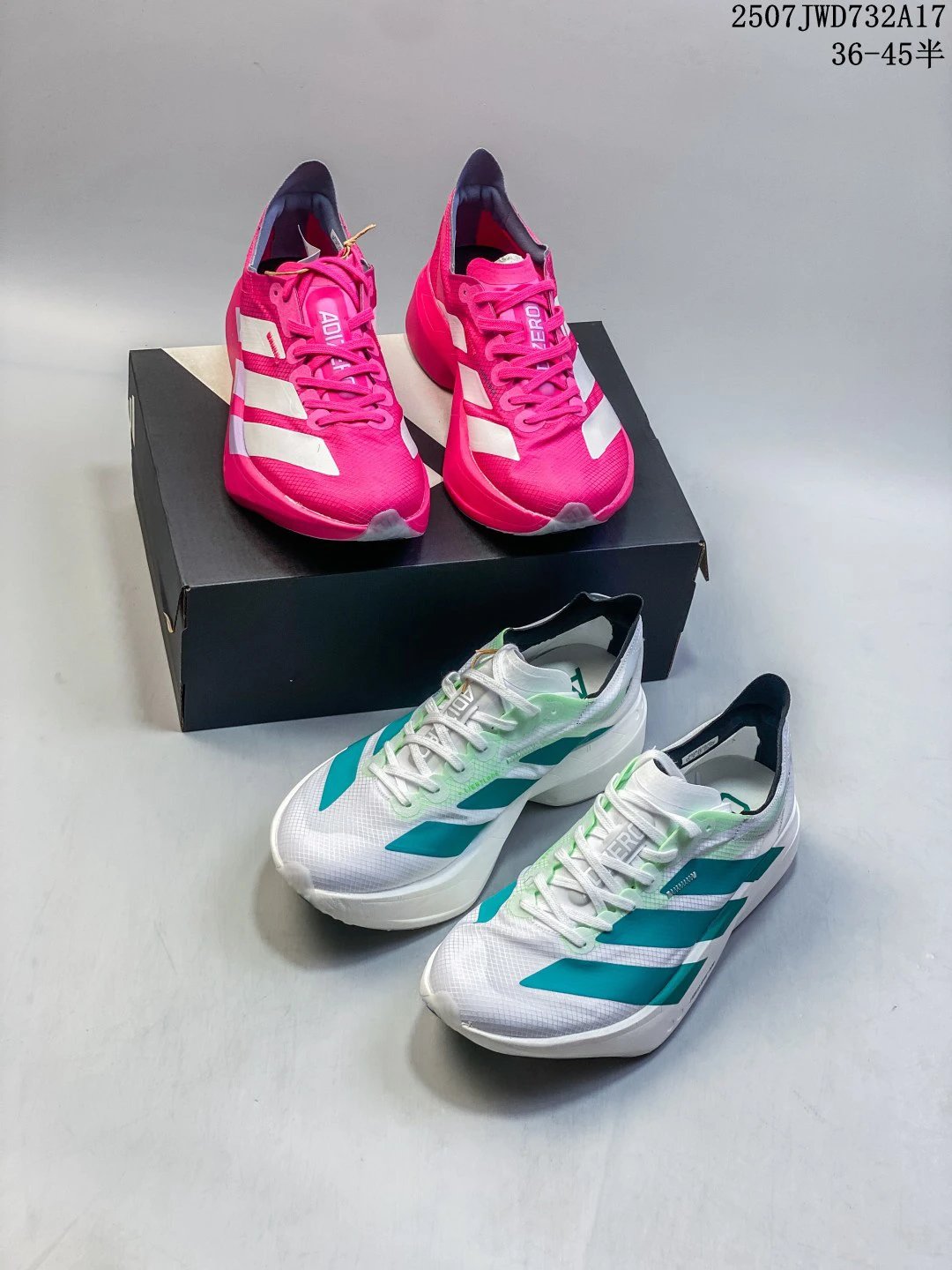 Adidas Adizero White Green Low-Top Mesh Running Shoes
