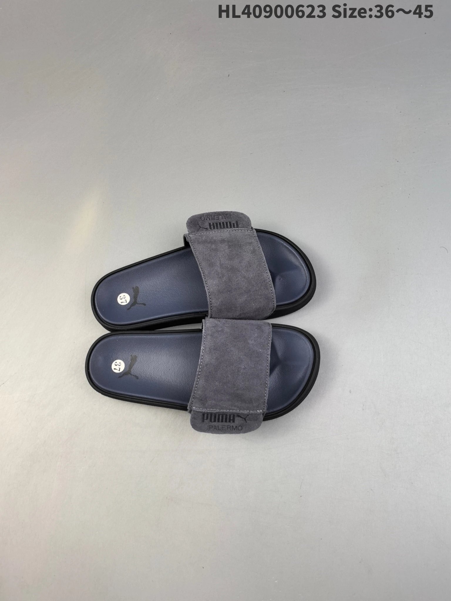 Puma Palermo Grey Blue Suede Unisex Slide Sandals