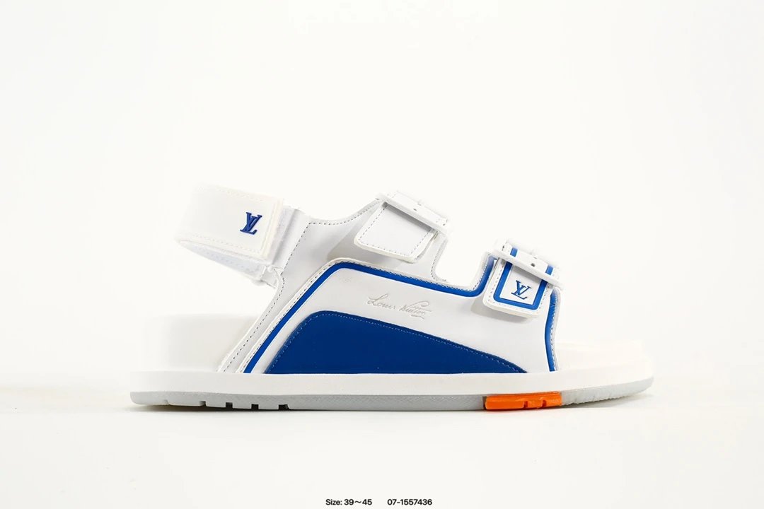 Louis Vuitton White Blue LV Velcro Sport Sandals