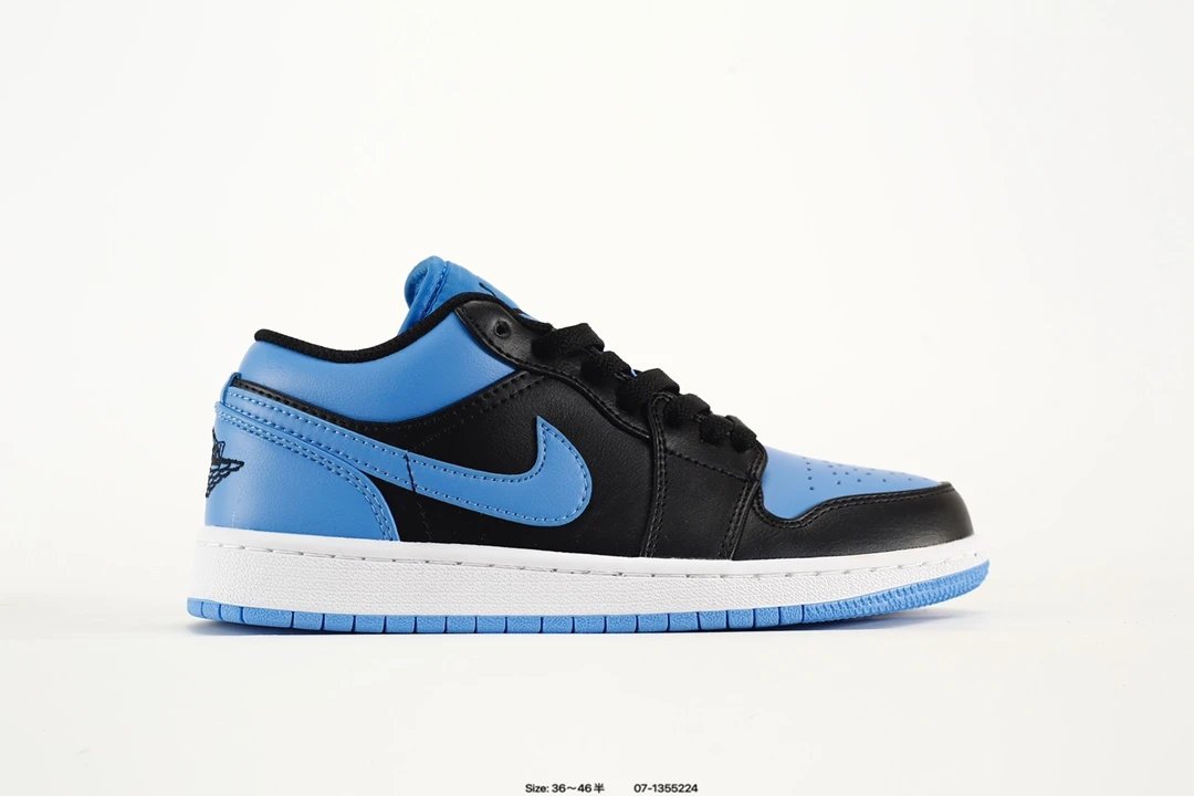 Air Jordan AJ1 Low Black Blue UNC Leather Sneakers