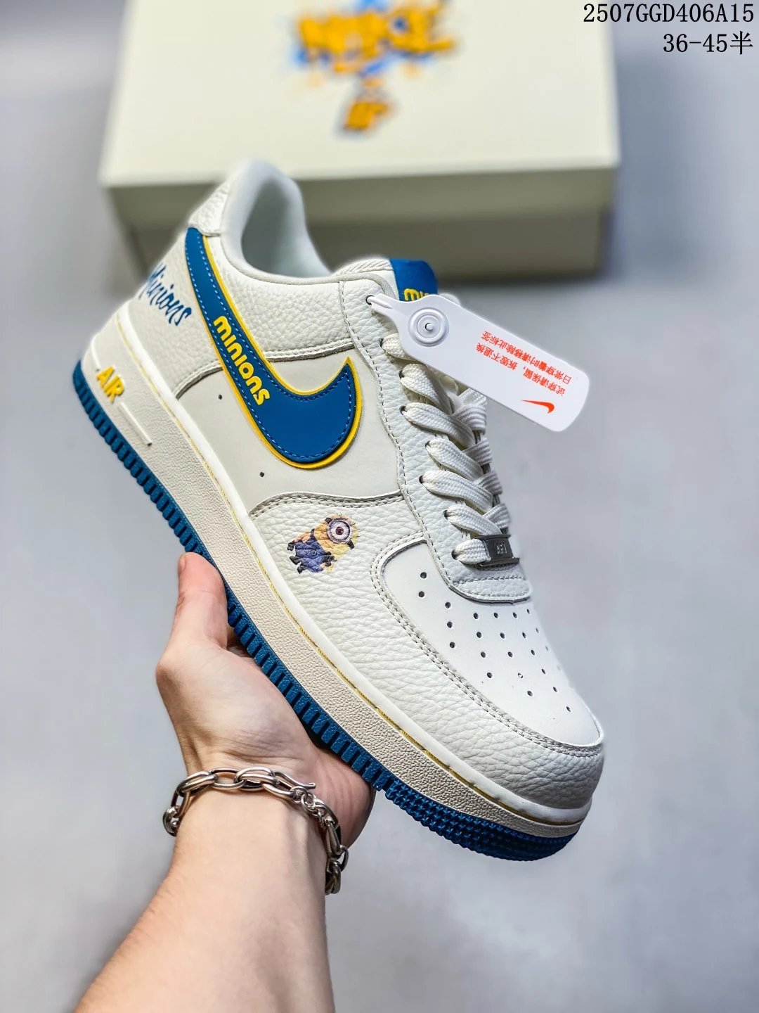 Nike Air Force 1 Minions White Blue Low Sneakers