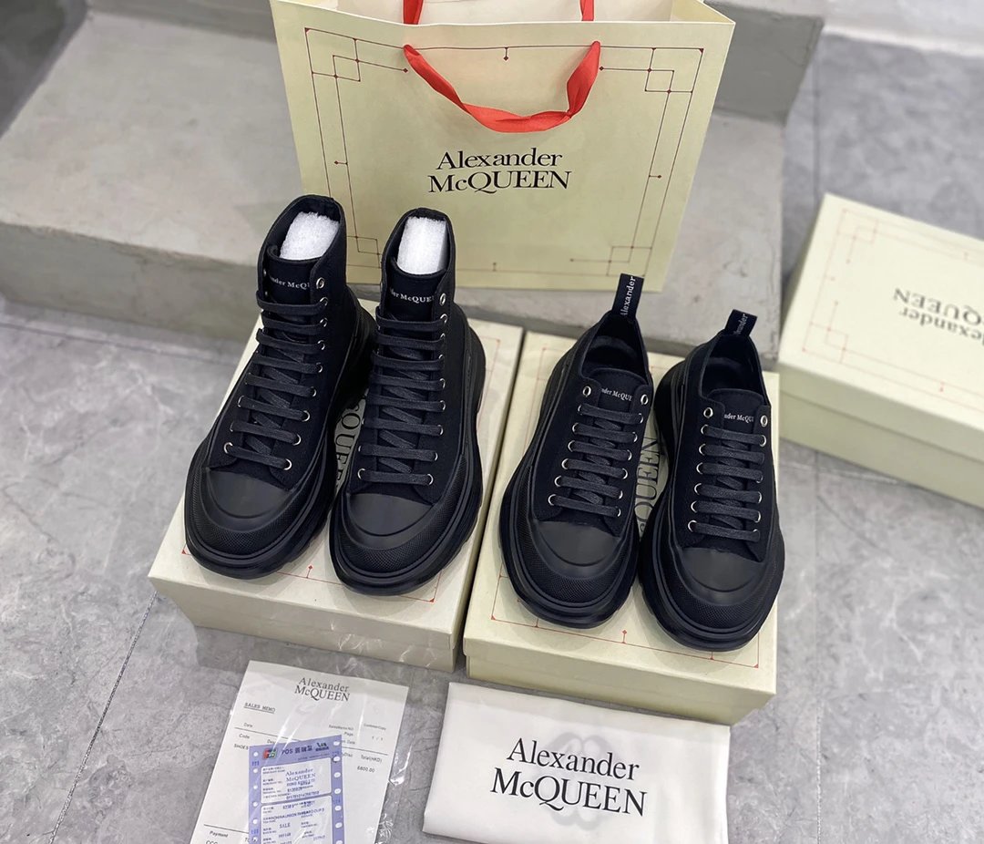 Alexander McQueen Black Platform Canvas High-Top Sneakers