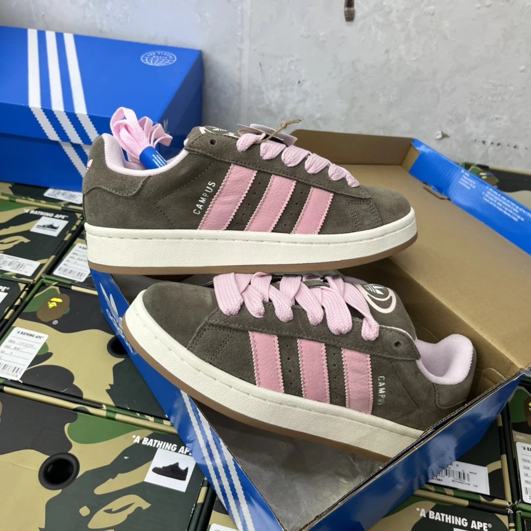 Adidas Campus Gray Brown Pink Suede Skate Sneakers