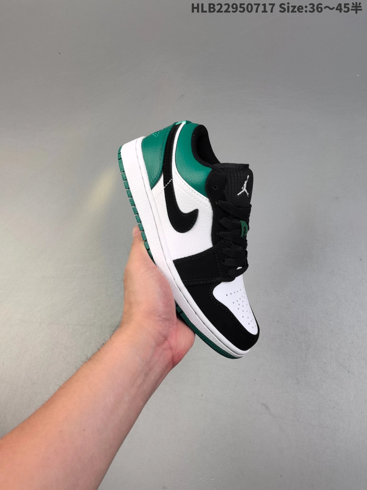Air Jordan 1 Low Black White Green Leather Sneakers