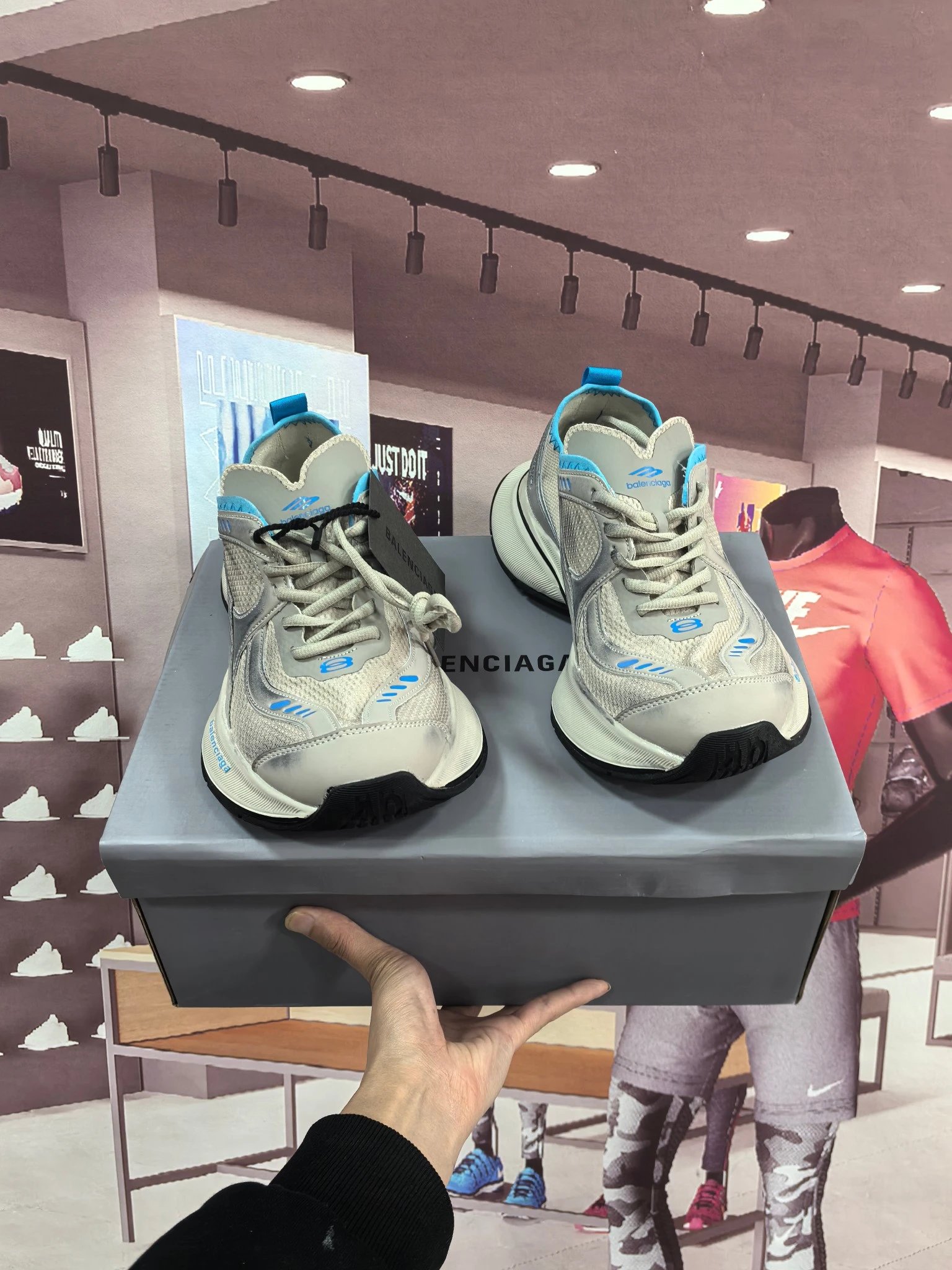 Balenciaga Grey Blue Chunky Dad Sneakers Unisex Shoes