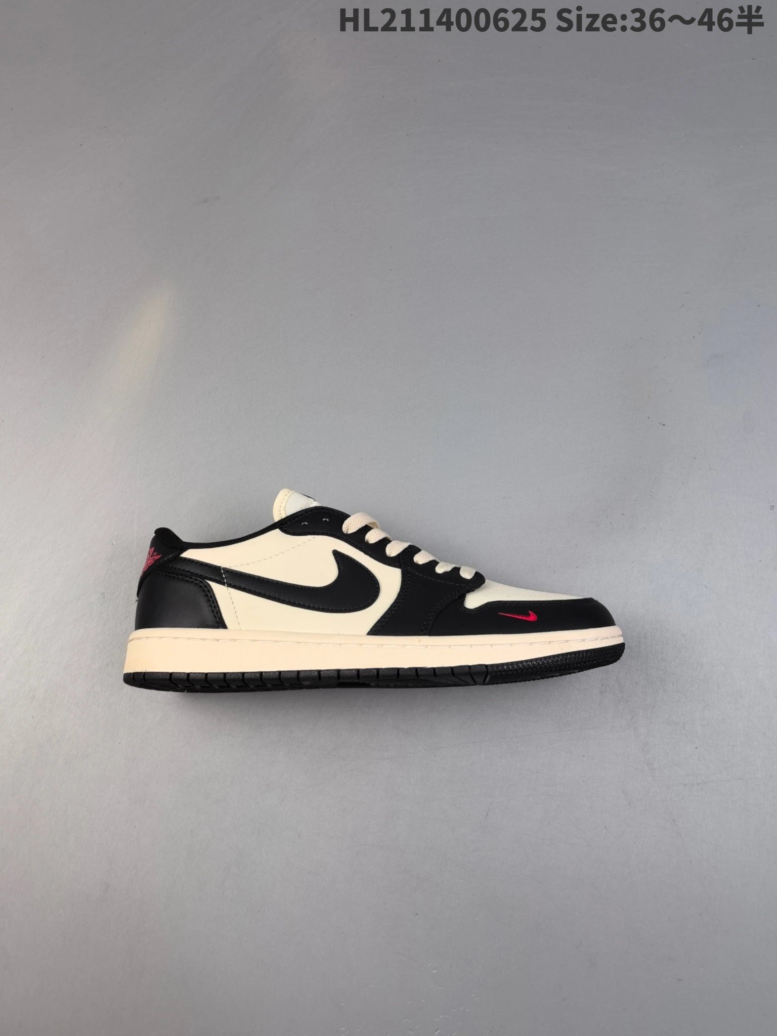 Nike Air Jordan 1 Low Black Cream Red Swoosh Sneakers