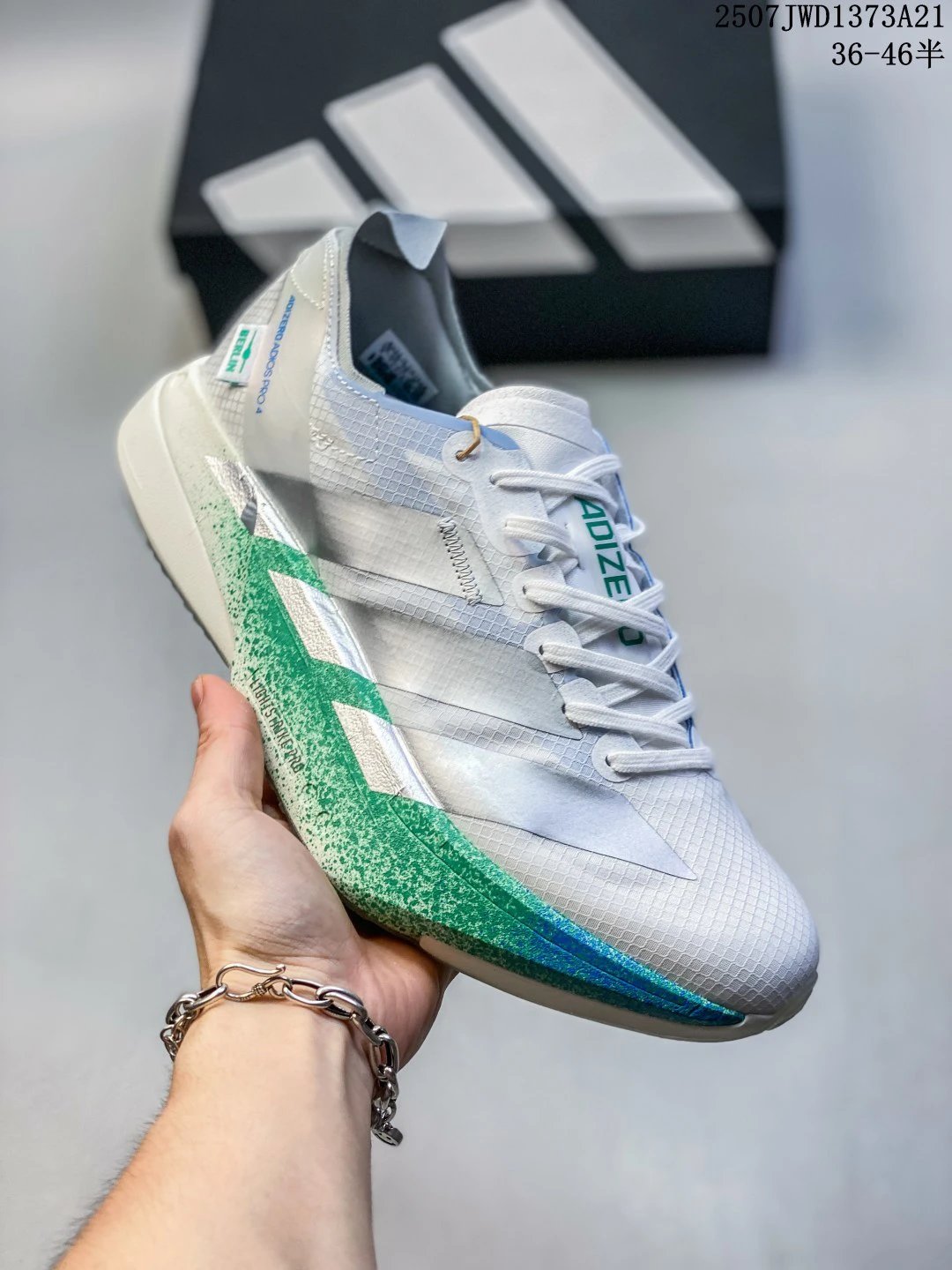Adidas Adizero Adios Pro 4 Green White Running Shoes