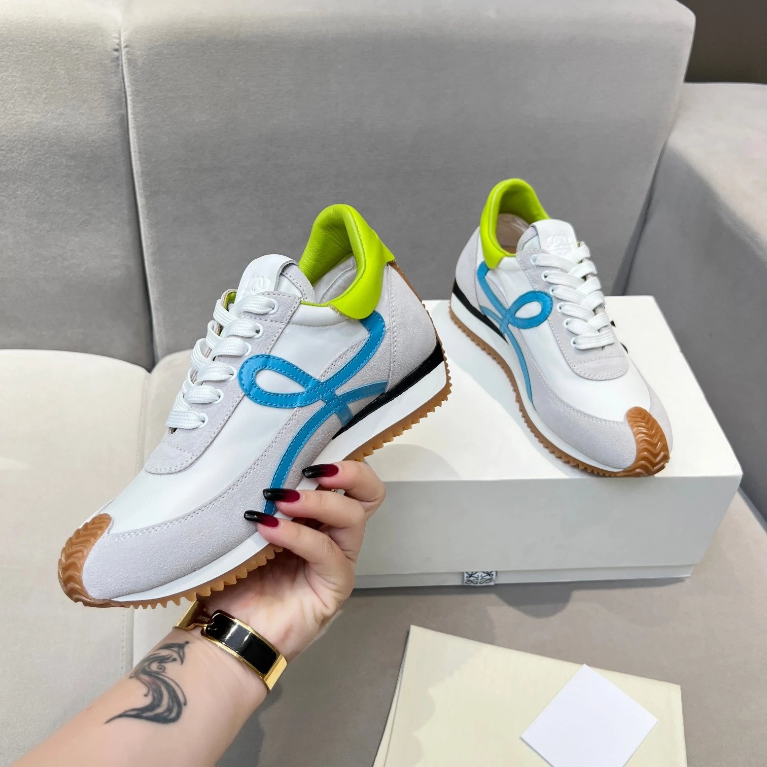 Loewe Flow Runner White Gray Blue Unisex Sneakers