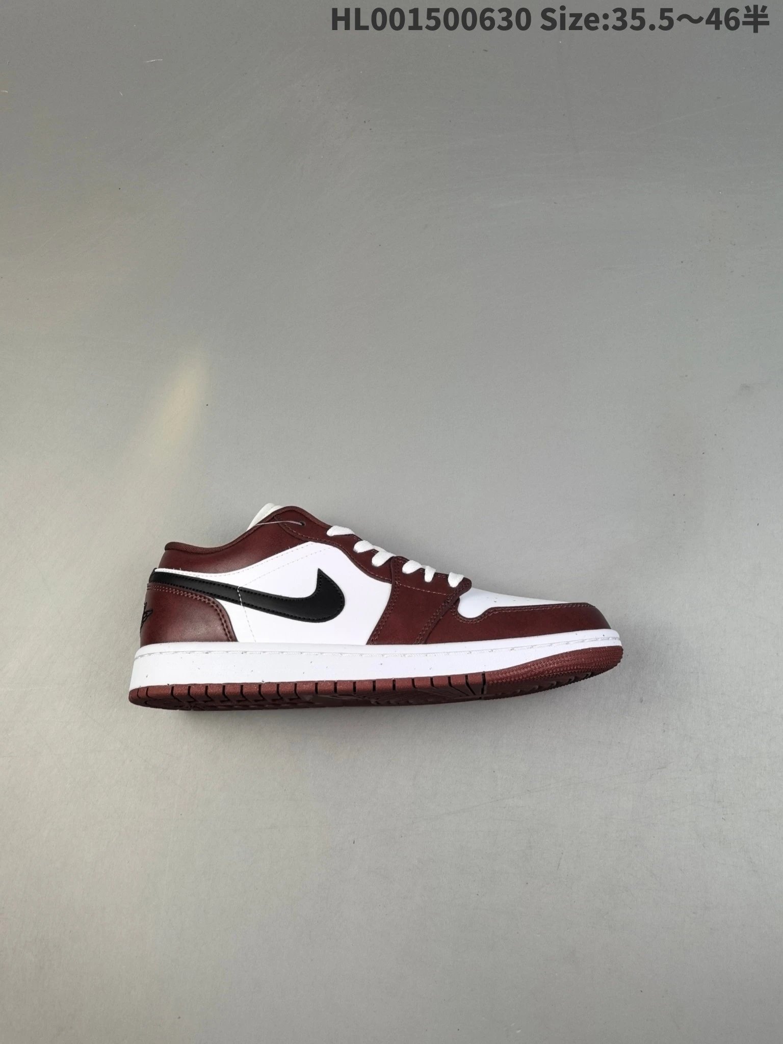 Air Jordan AJ1 Low Burgundy White Black Leather Shoes