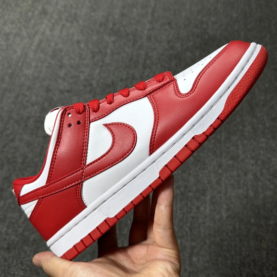 Nike Dunk Low Red White Leather Unisex Sneakers