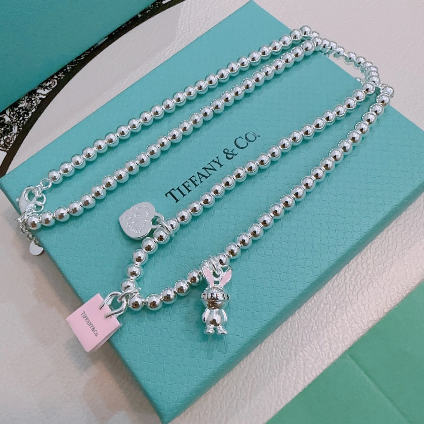 Tiffany Lago 925 Silver Blue Enamel Heart Necklace