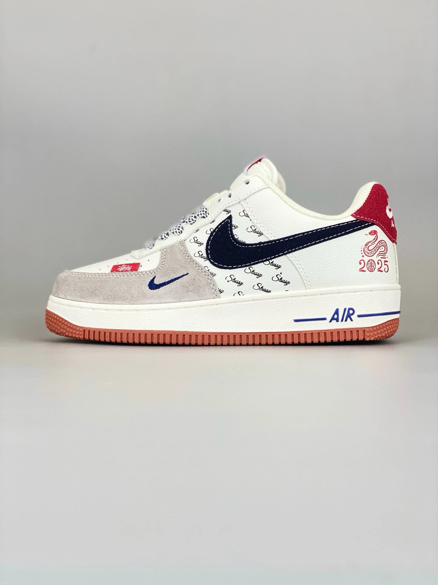 Nike Air Force 1 Stussy Snake 2025 White Red Blue Shoes