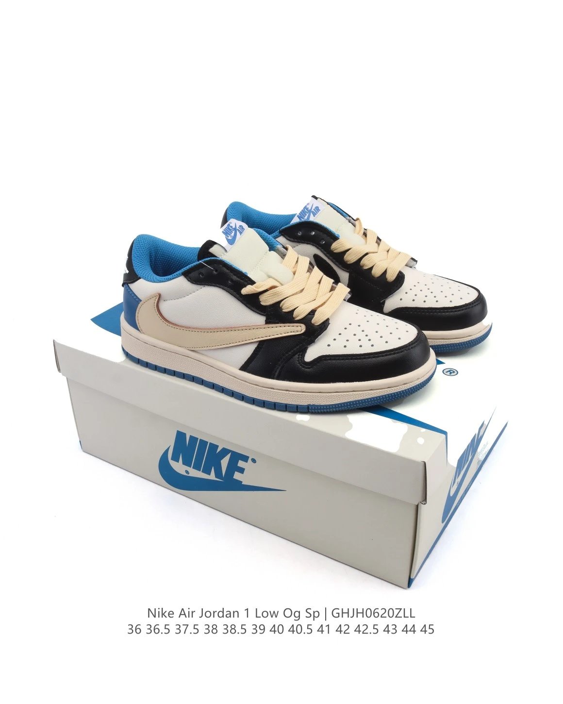 Nike Air Jordan 1 Low OG SP Cream Black Blue Sneakers