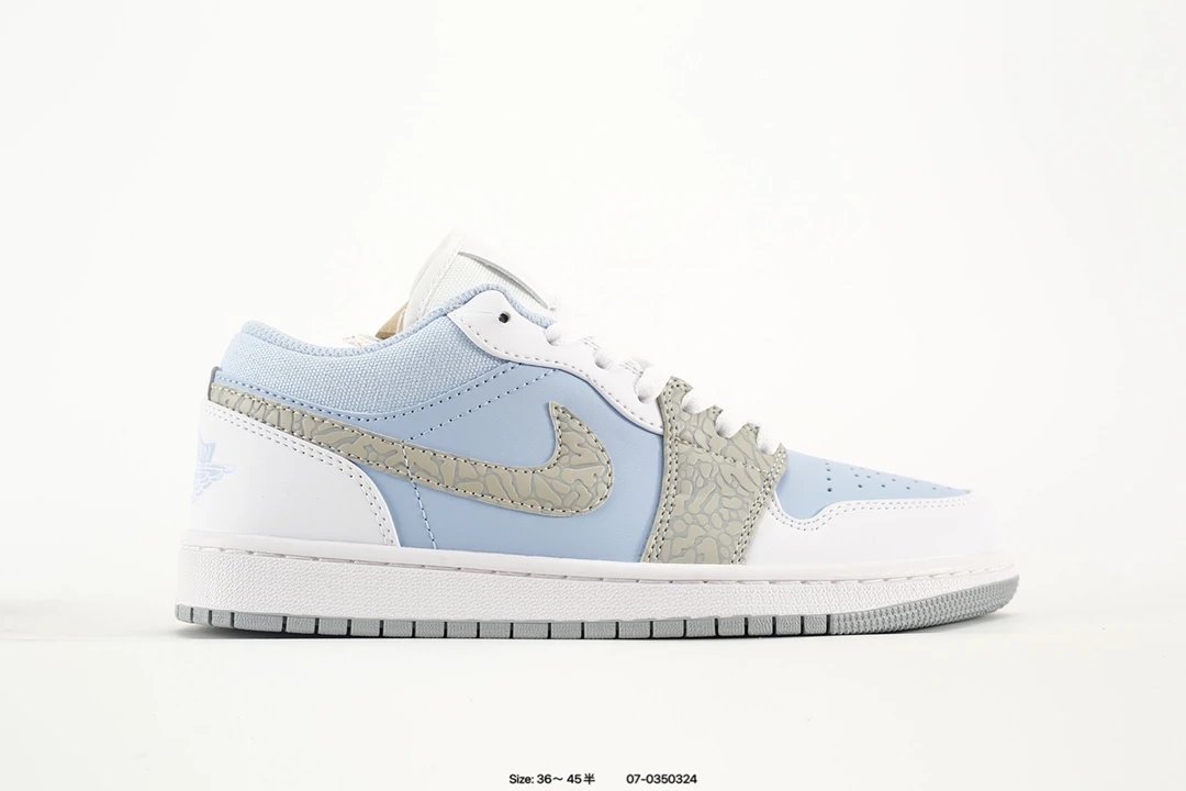 Air Jordan AJ1 Low Light Blue White Elephant Sneakers